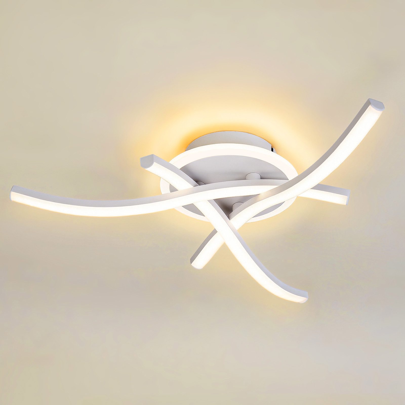 BlingBin LED Deckenleuchte 3 Flammig Modern Schlafzimmerlampe 21W Wohnzimmerlampe, Memory-Funktion, LED fest integriert, Warmweiß, Kaltweiß, Neutralweiß, Wellen Design Küchenlampe Innen Flurlampe für Wohnzimmer Küche