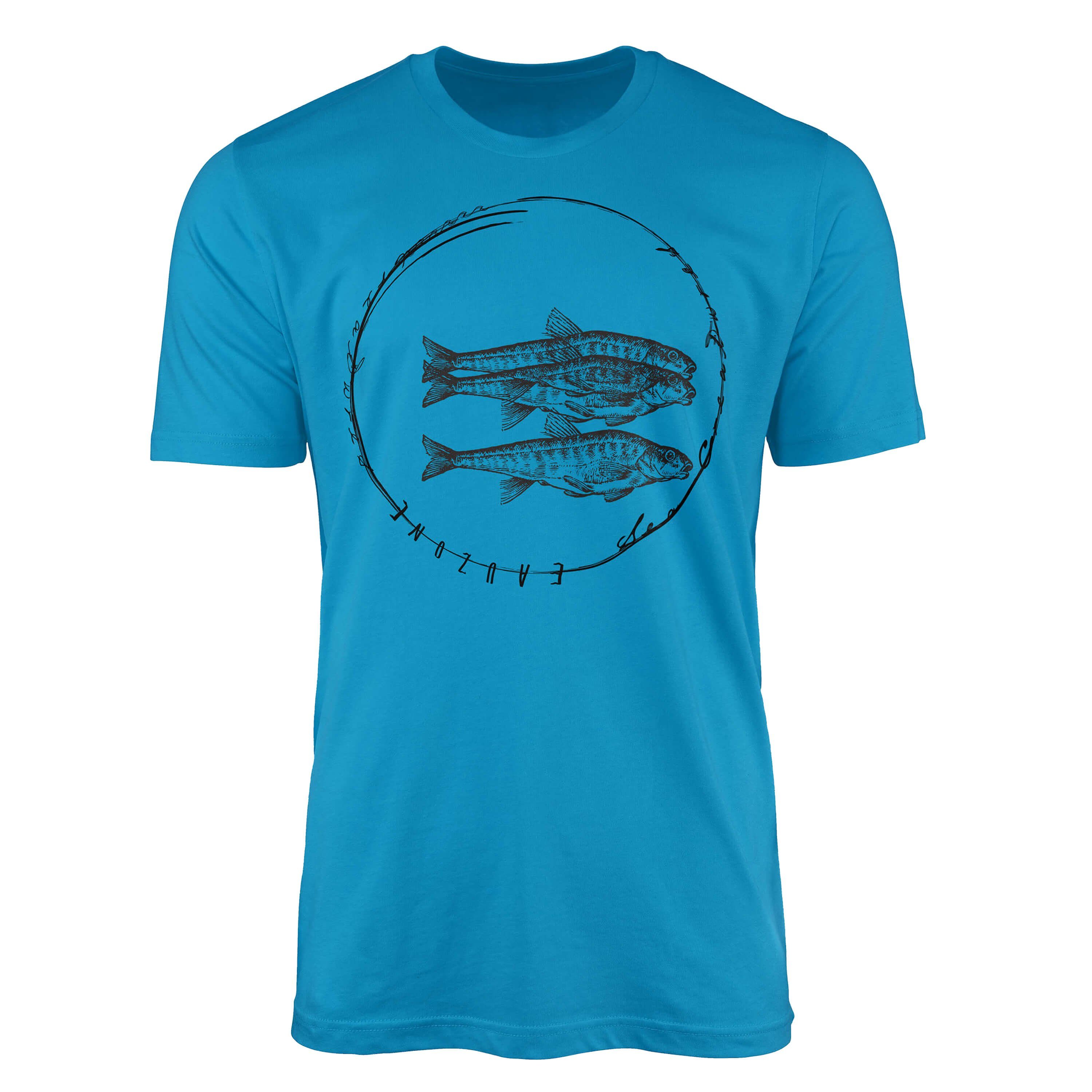 Sinus Art T-Shirt T-Shirt Tiefsee Sea 059 / - und Creatures, Serie: Atoll sportlicher Struktur Sea Fische Schnitt feine