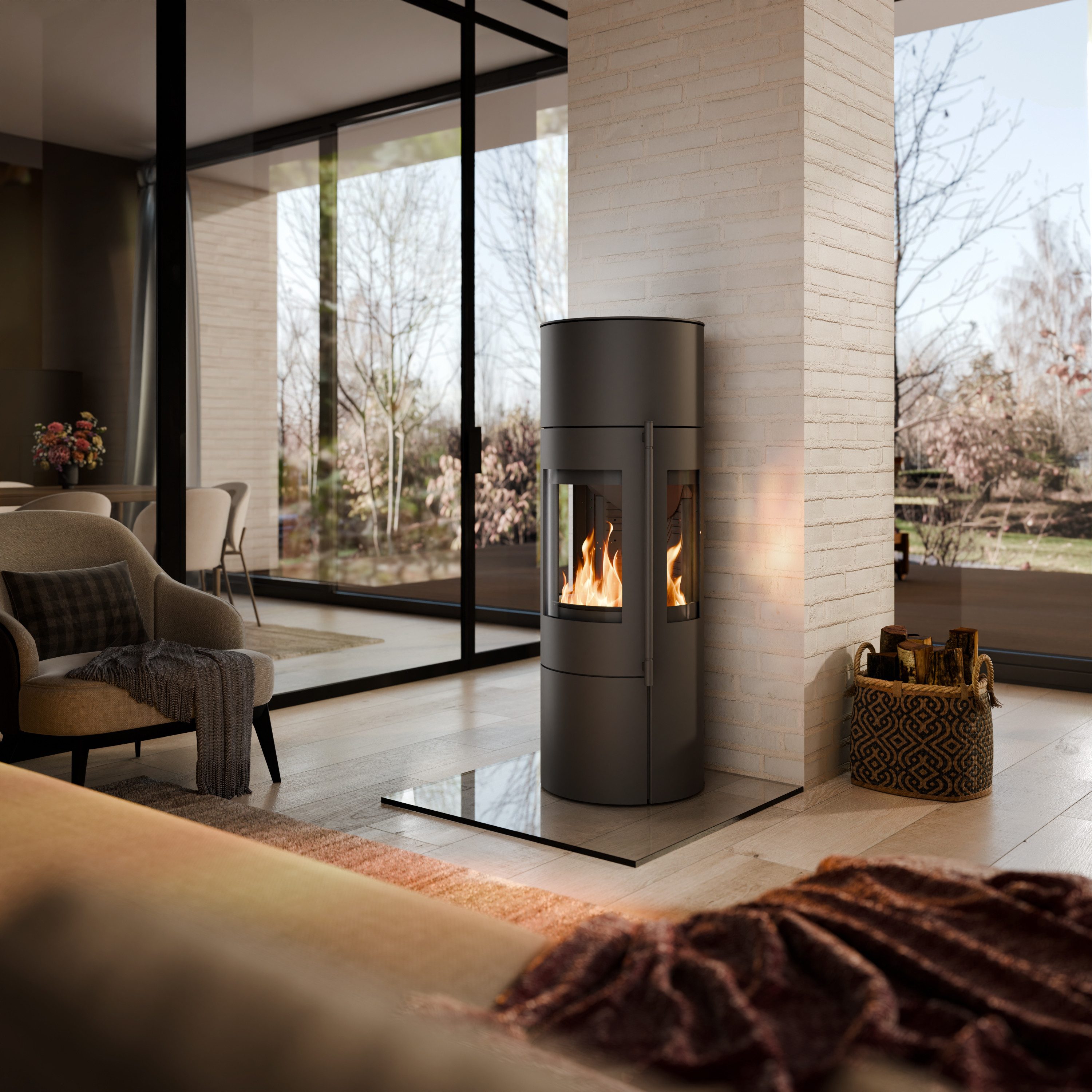 Haas + Sohn Kaminofen LUMINUS.l HSC*, tief-schwarz, Zeitbrand