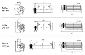 Uzman Montagezubehör Backofen Querstromlüfter Walzenlüfter Radiallüfter Backofen Walzenlänge 180-300, Stabile Metallkonstruktion, Walzenlänge in 180, 240 und 300mm