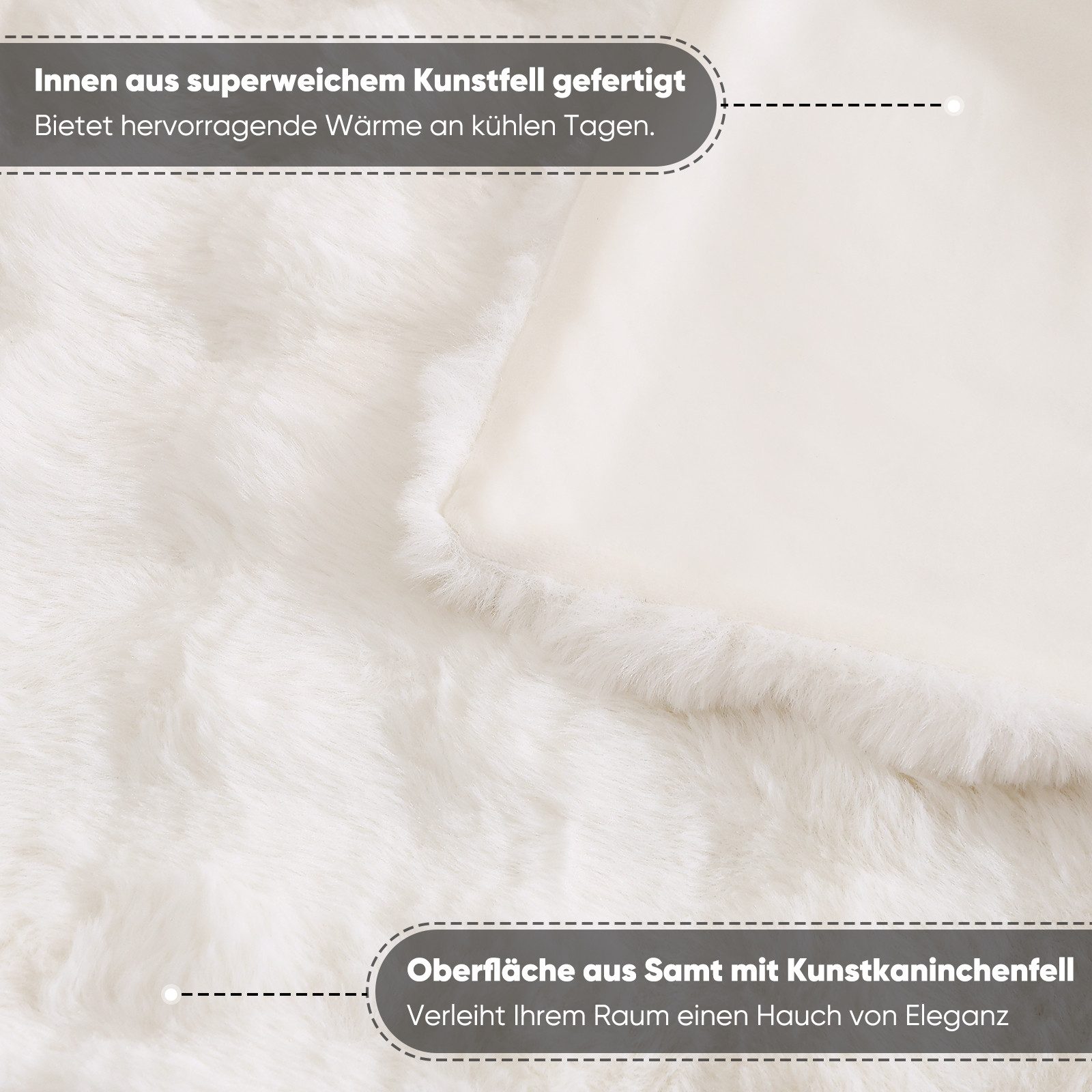 Wohndecke Kunstfelldecke Weiche Kuscheldecke Felloptik 150x200cm Kunstfell Decke, Elegear, Kuscheldecke Fell Bubble Decke Kaninchenfell Decke für Couch Bett Sof – Bild 4 von 5