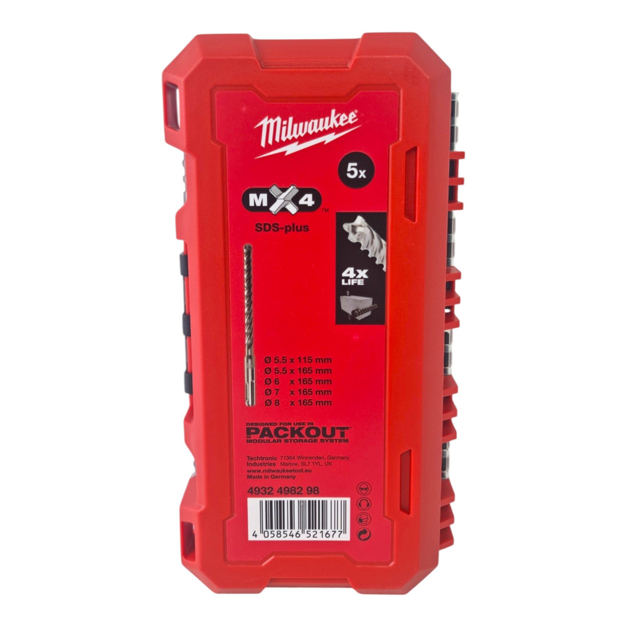 Milwaukee Bohrersatz SDS Plus MX4 Bohrer Set 5 teilig 4 Cut 5,5 - 8 mm (4932498298)