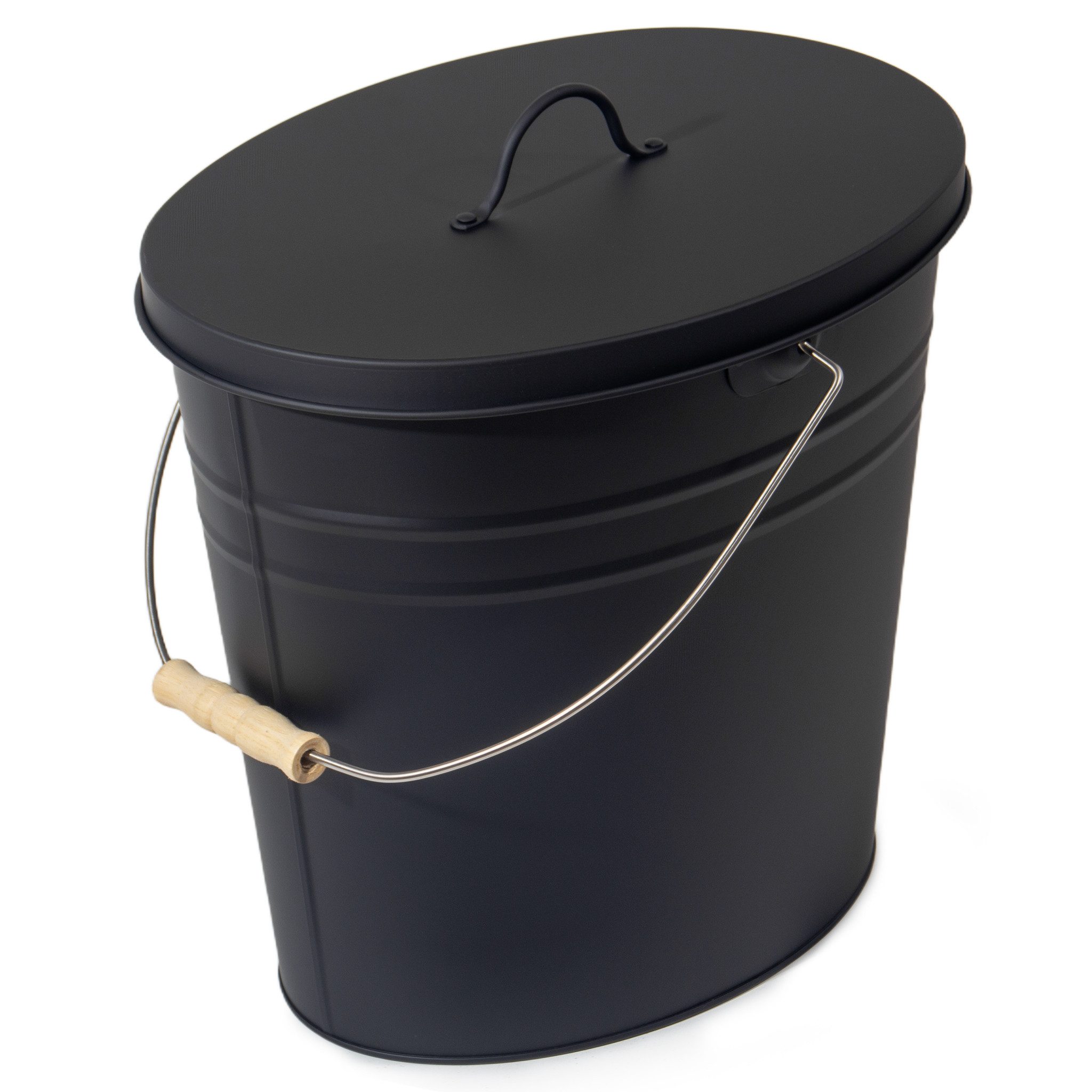 Zedelmaier Mülleimer Ascheeimer mit Deckel Feuerfest Metalleimer, Kohleeimer, 15L Feuerfest Metalleimer, Kohleeimer, für Kohle und Asche