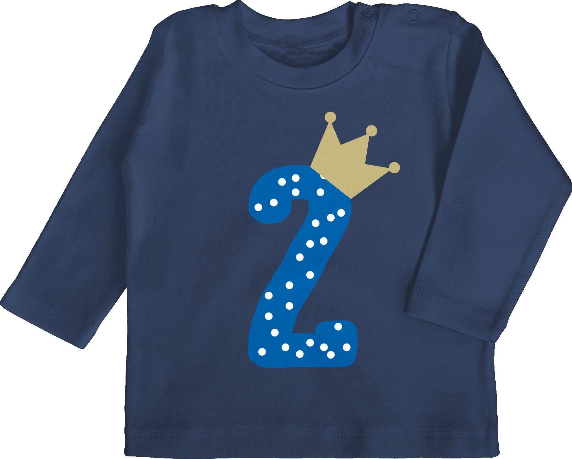 Shirtracer T-Shirt Zweiter Krone Junge 2. Geburtstag 1 Navy Blau