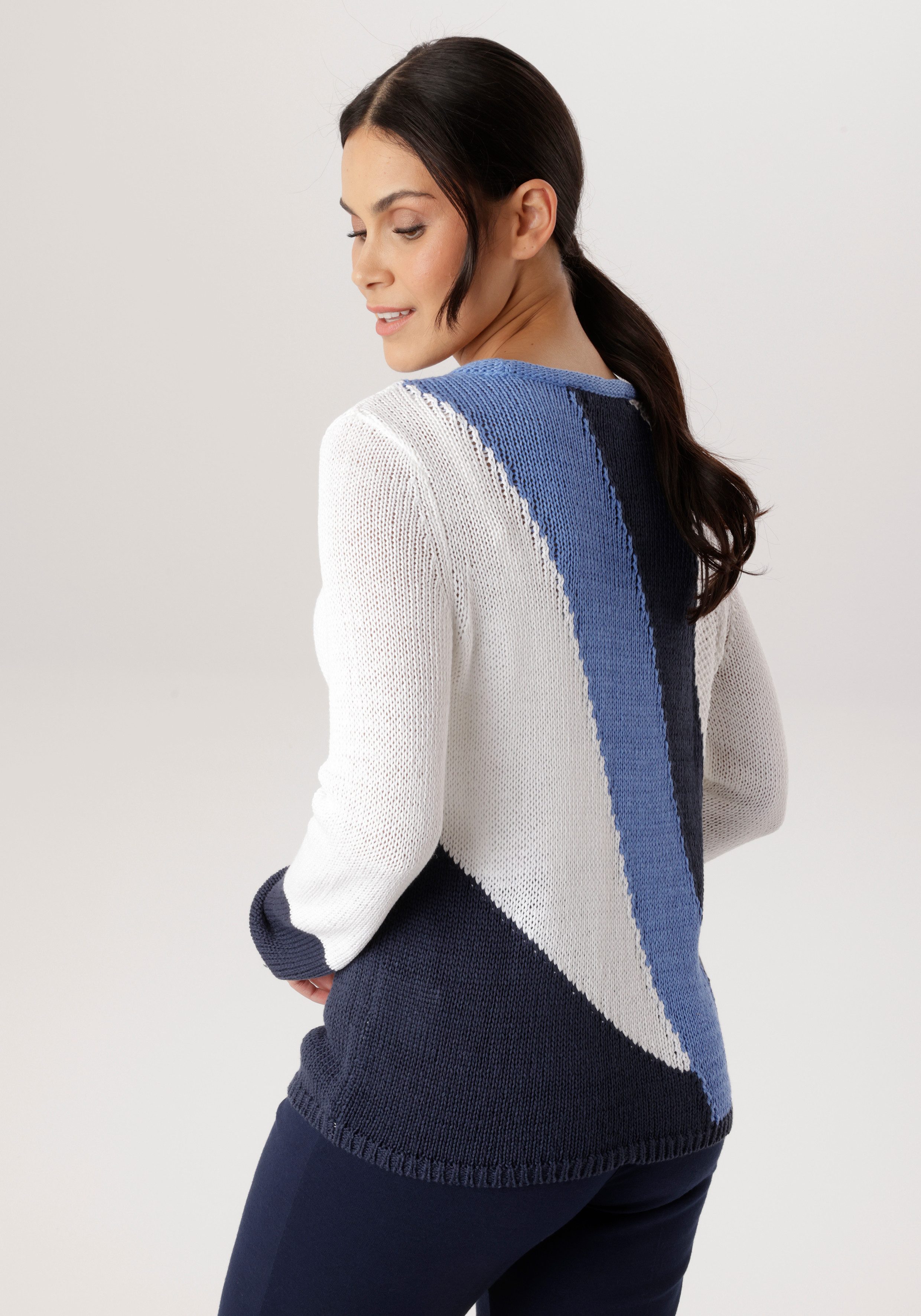 Aniston SELECTED Strickpullover mit Rollkante am Rundhalsausschnitt - NEUE günstig online kaufen