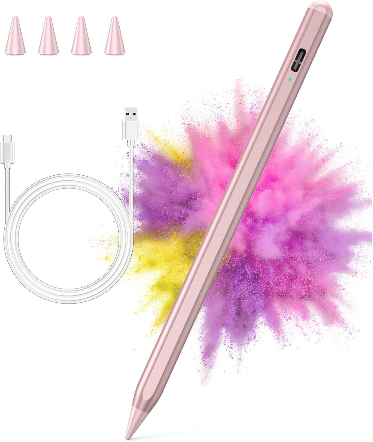 COOL-i ® Eingabestift Stylus-Stift für iPad (2018-2023),4 Ersatzspitzen und Palm Rejection kompatibel mit iPad 9/8/7/6, Mini 6/5, Air 4/3, Pro 11''/12.9''