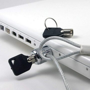 Goods+Gadgets Laptopschloss Kabelschloss Stahlseil, Schlüsselschloss Diebstahlsicherung 1,8 m