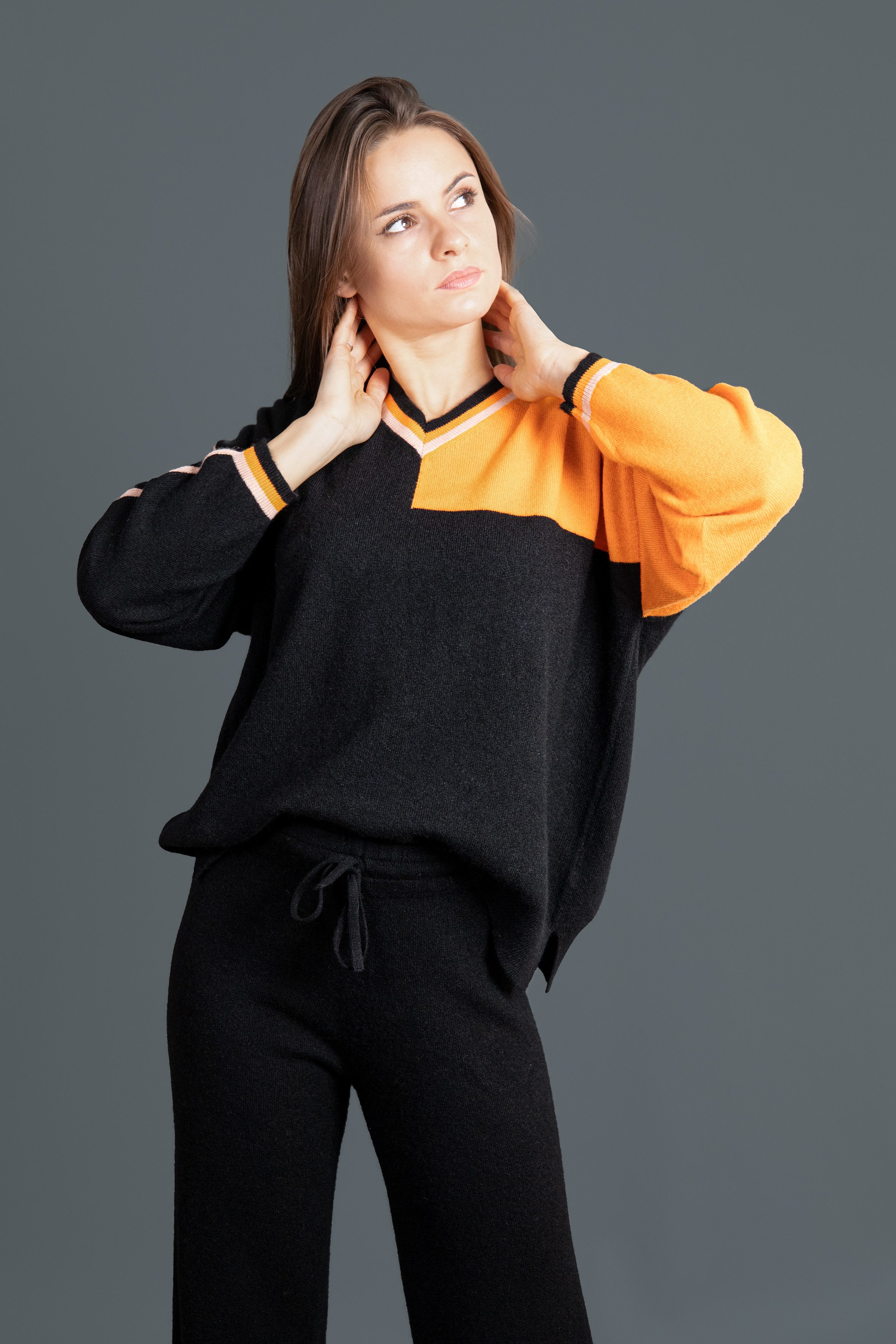 Ariun Kaschmirpullover Moderner Farbblock-Kaschmirpullover, oversized günstig online kaufen