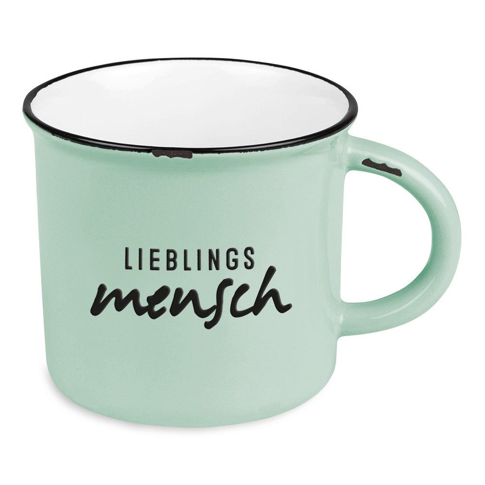 Grafik Werkstatt Tasse Vintage Kaffeetasse "Lieblingsmensch", Porzellan, 400ml, Geeignet für die Spülmaschine und Mikrowelle