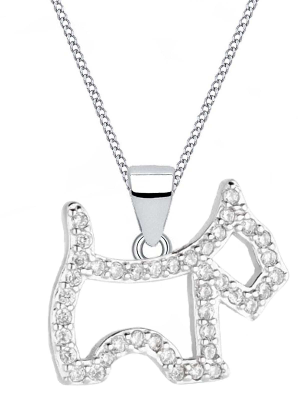 Goldene Hufeisen Silberkette Halskette Silber Hund 925 Sterling Zirkonia Anhänger mit Kette, 925 Sterling Silber Silberschmuck für Damen, mit Zirkonia