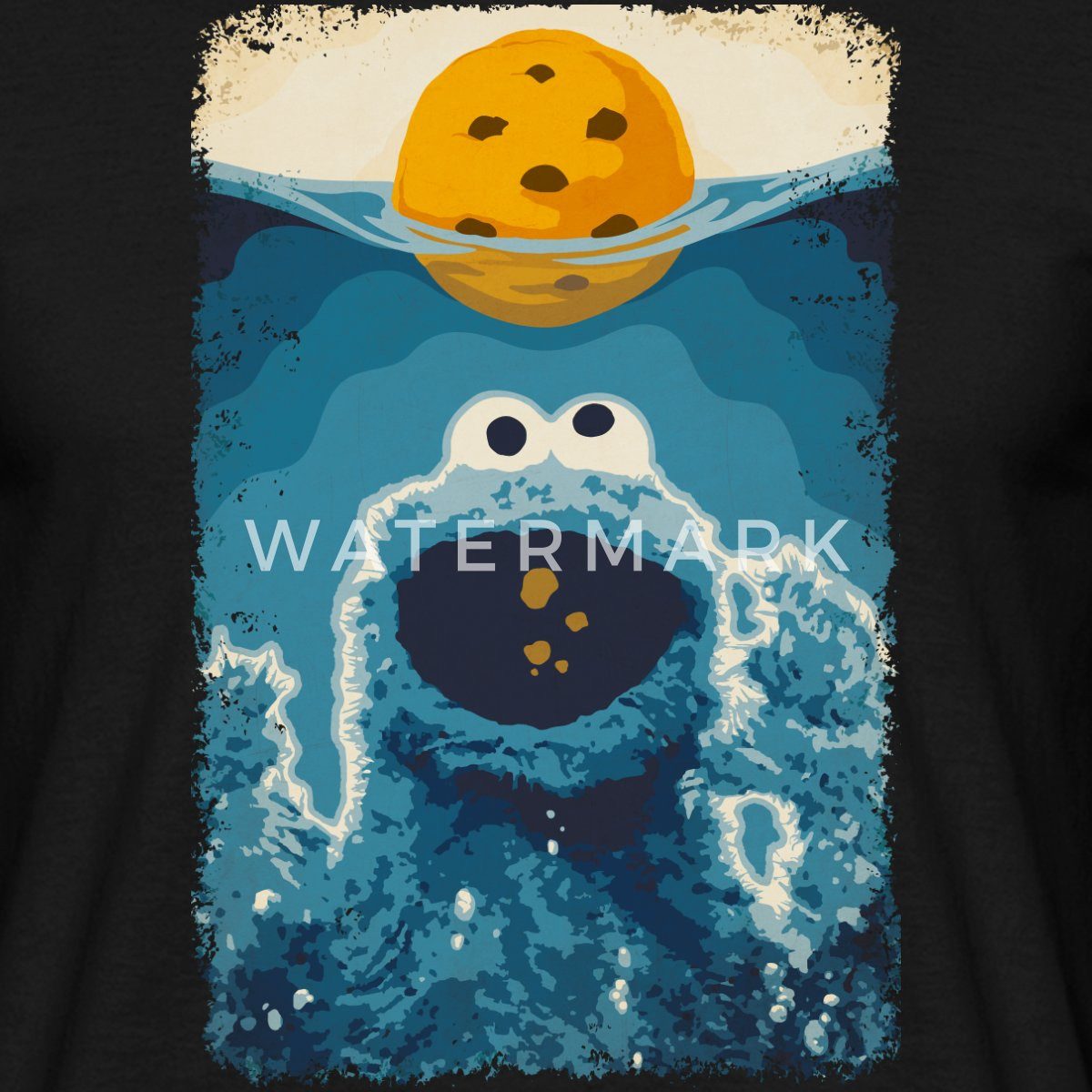 Spreadshirt T-Shirt Sesamstraße Krümelmonster Hai Männer T-Shirt (1-tlg)