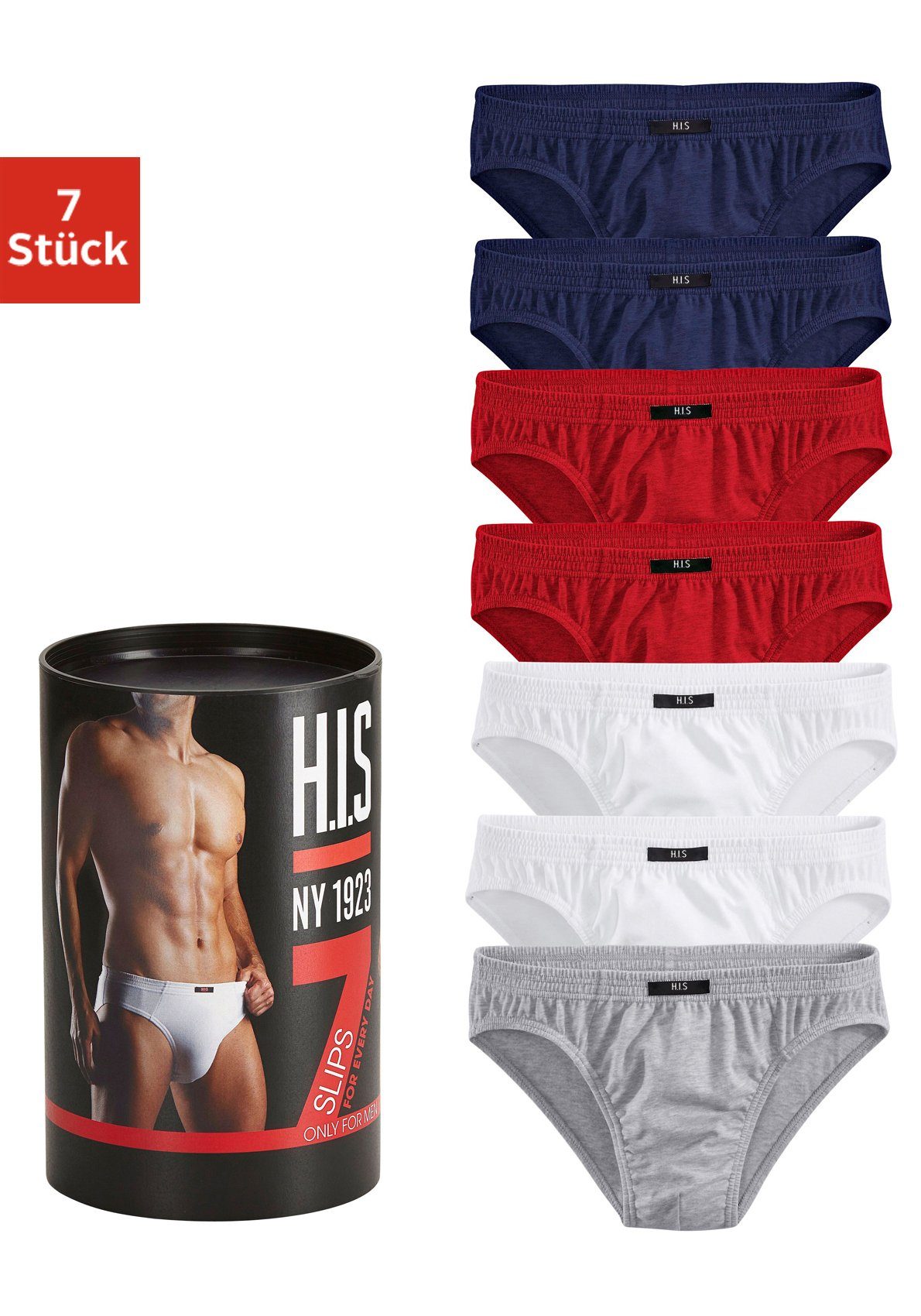 H.I.S Slip Unterhosen für Herren (Packung, 7-St) aus Baumwoll-Mix