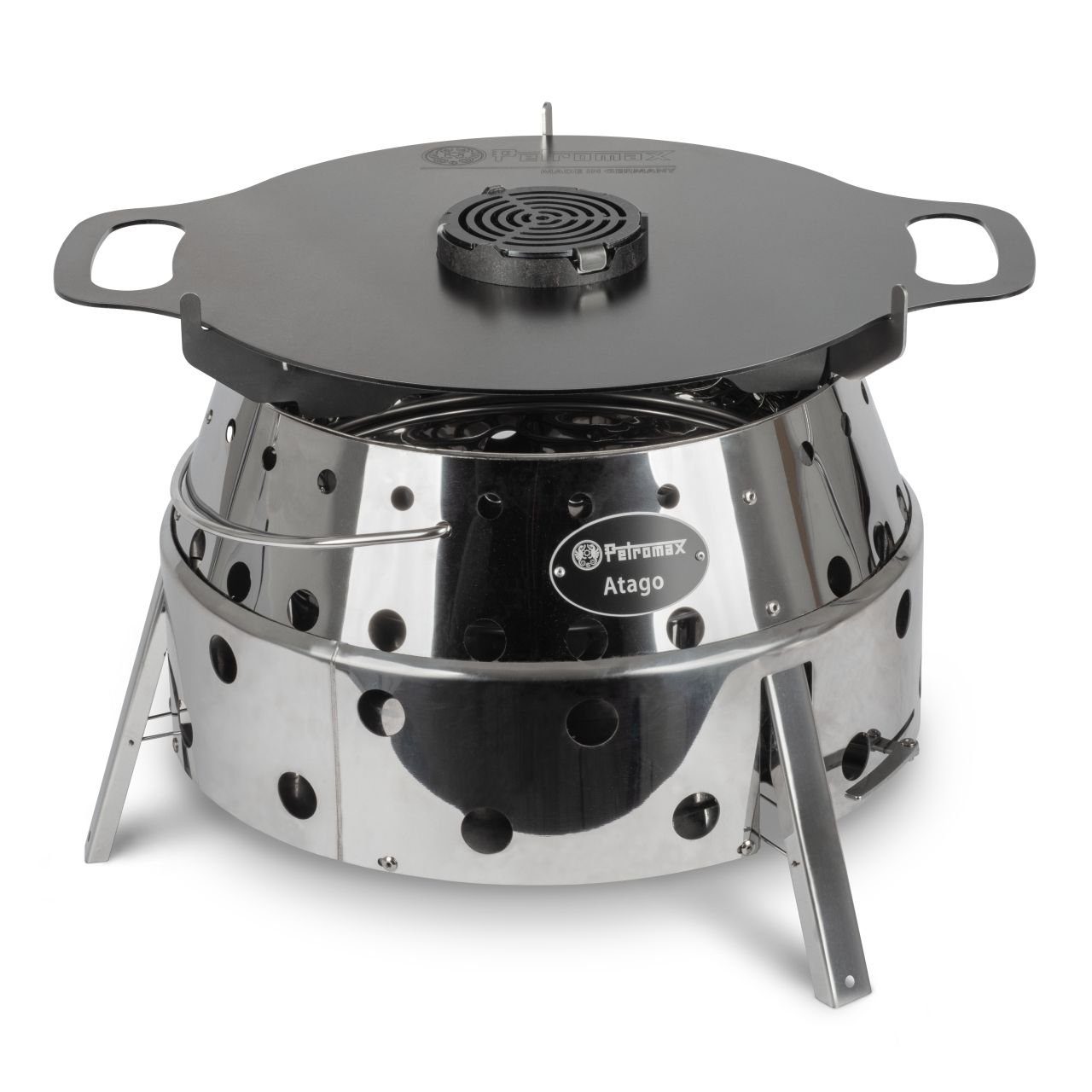 Petromax Grillrosteinsatz, Stahl, Atago Grillplatte aus Stahl optimal fürs Camping Lagerfeuer