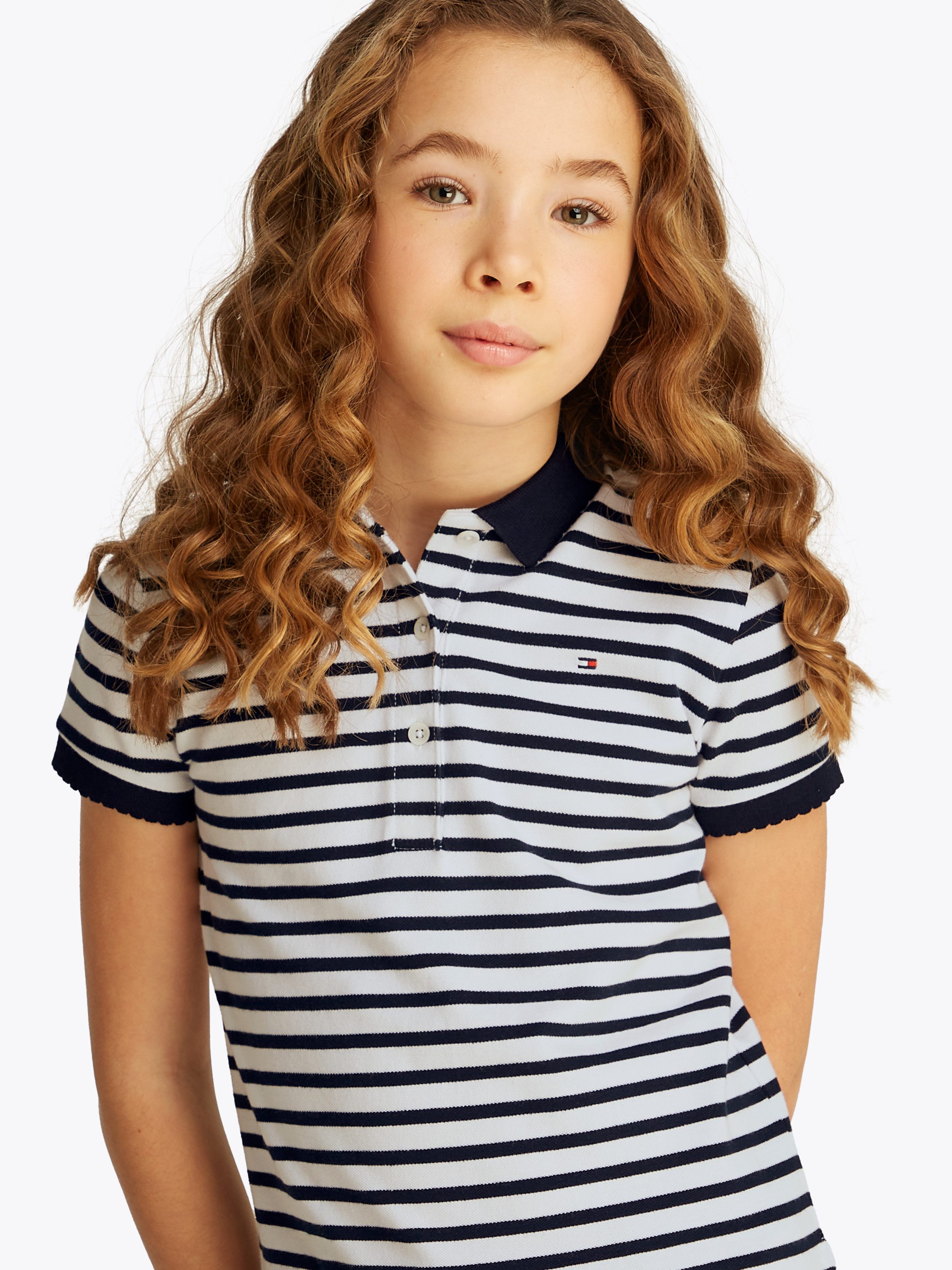 Tommy Hilfiger Poloshirt für Kinder bis 16 Jahre, Polokragen, gewellter Ärmelabschluss