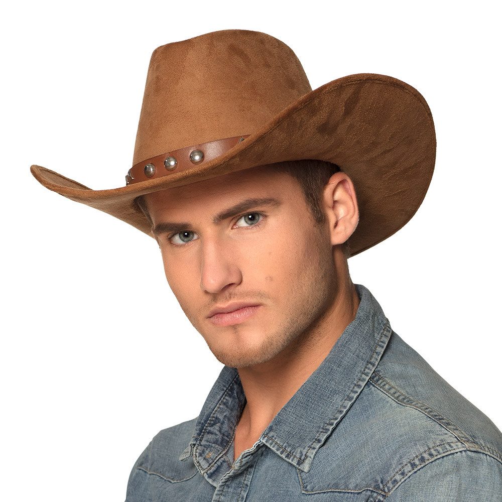 Party Factory Cowboyhut Cowboyhut Nebraska braun Westernhut Kunst-Wildleder Cowboyhut Herren (1-St)
