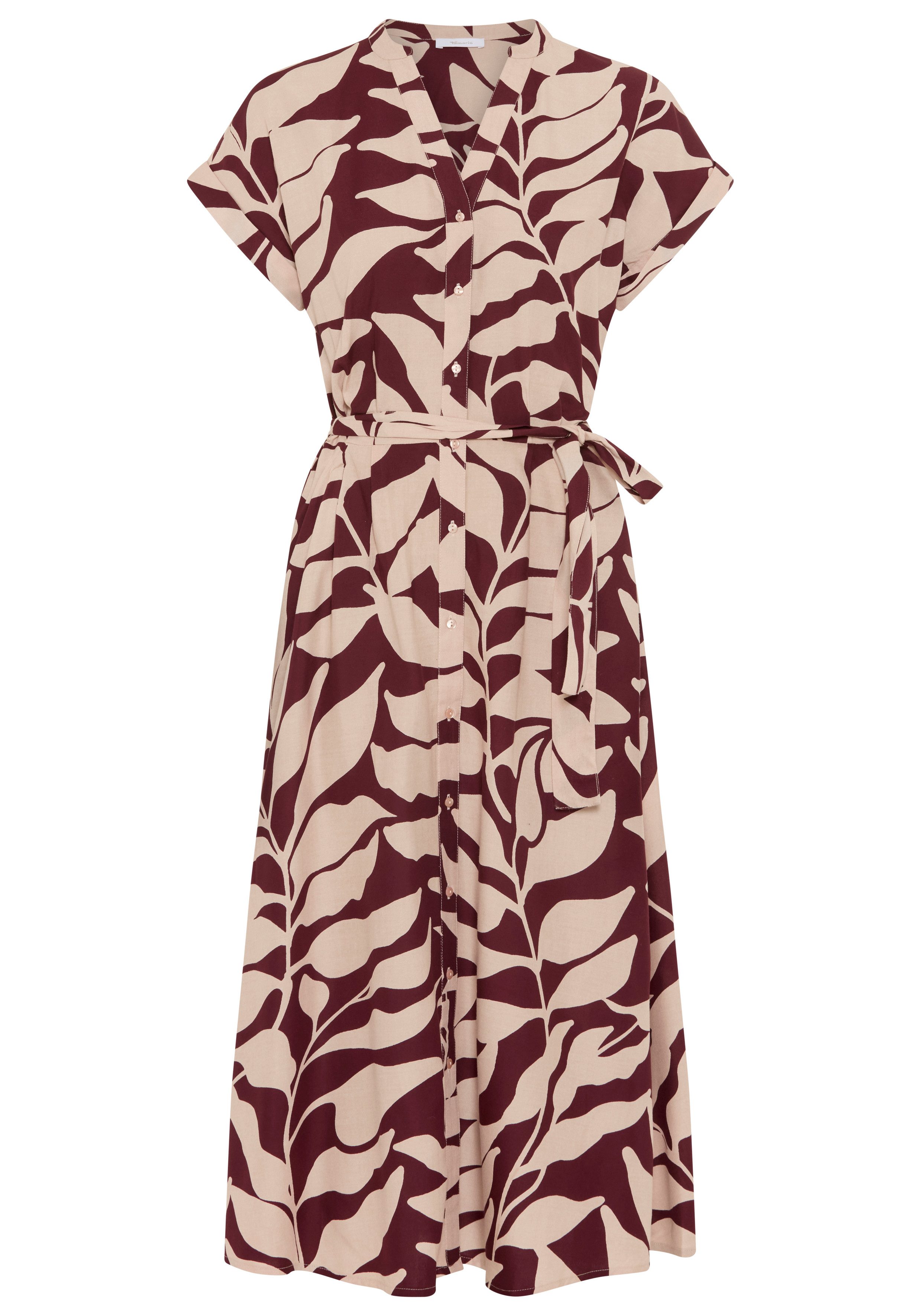 Hemdblusenkleid mit tailliertem Bindegürtel und Knopfleiste