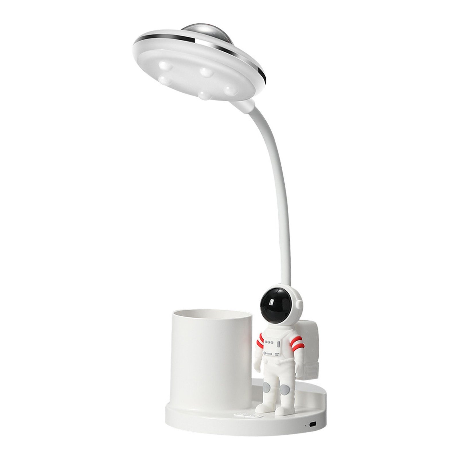 DOPWii Tischleuchte Astronauten-Schreibtischlampe mit Projektor Lampe Stifthalter, wiederaufladbare Weiss und