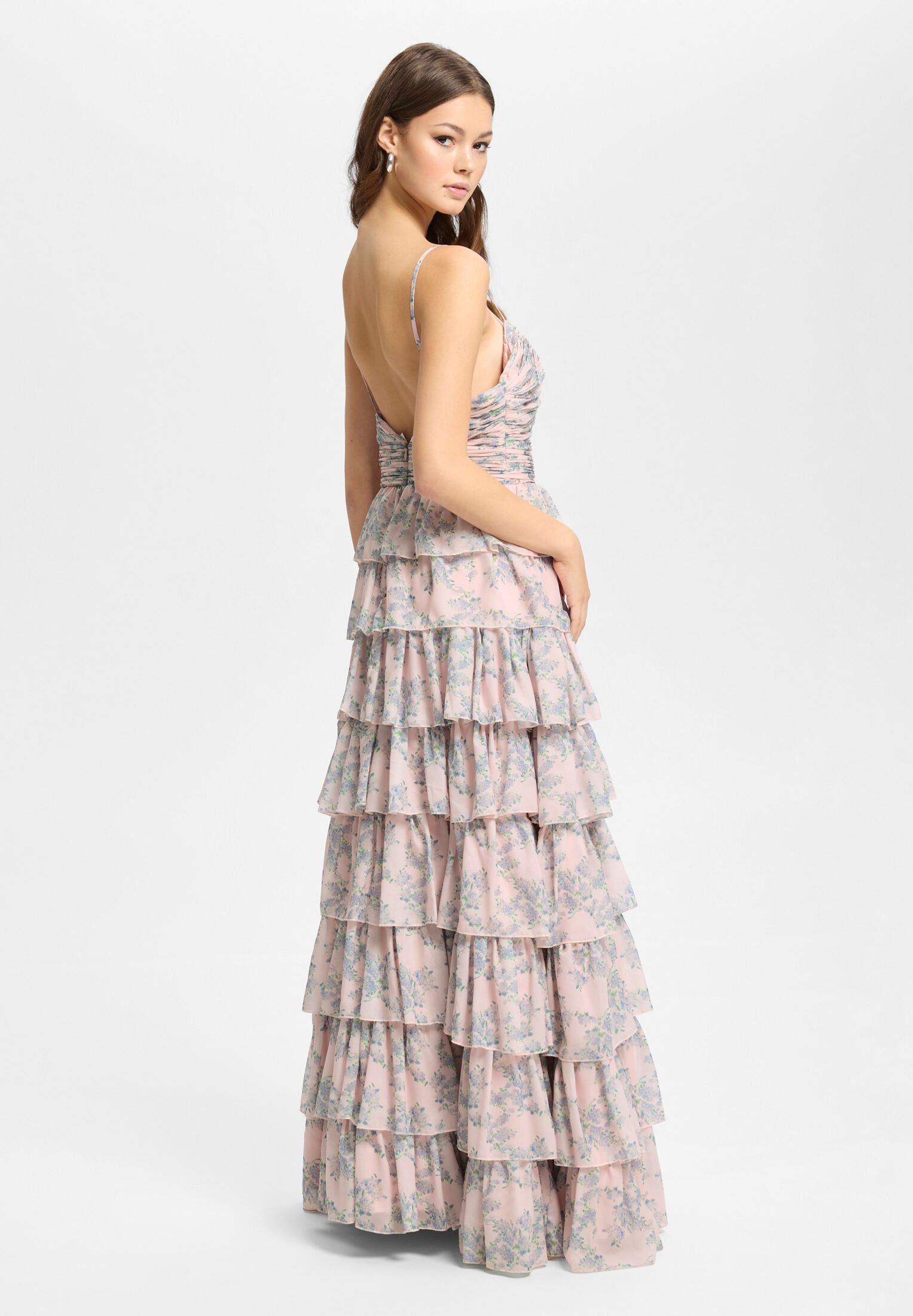 Hey Kyla Abendkleid - Printkleid mit Volantrock und Cut-out Detail Taillierter Schnitt mit ausgestelltem Rockteil