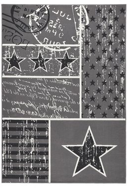 Teppich Patchwork Stars, HANSE Home, rechteckig, Höhe: 9 mm, Kurzflor, Sterne Design, Robust, Pflegeleicht, Gekettelt