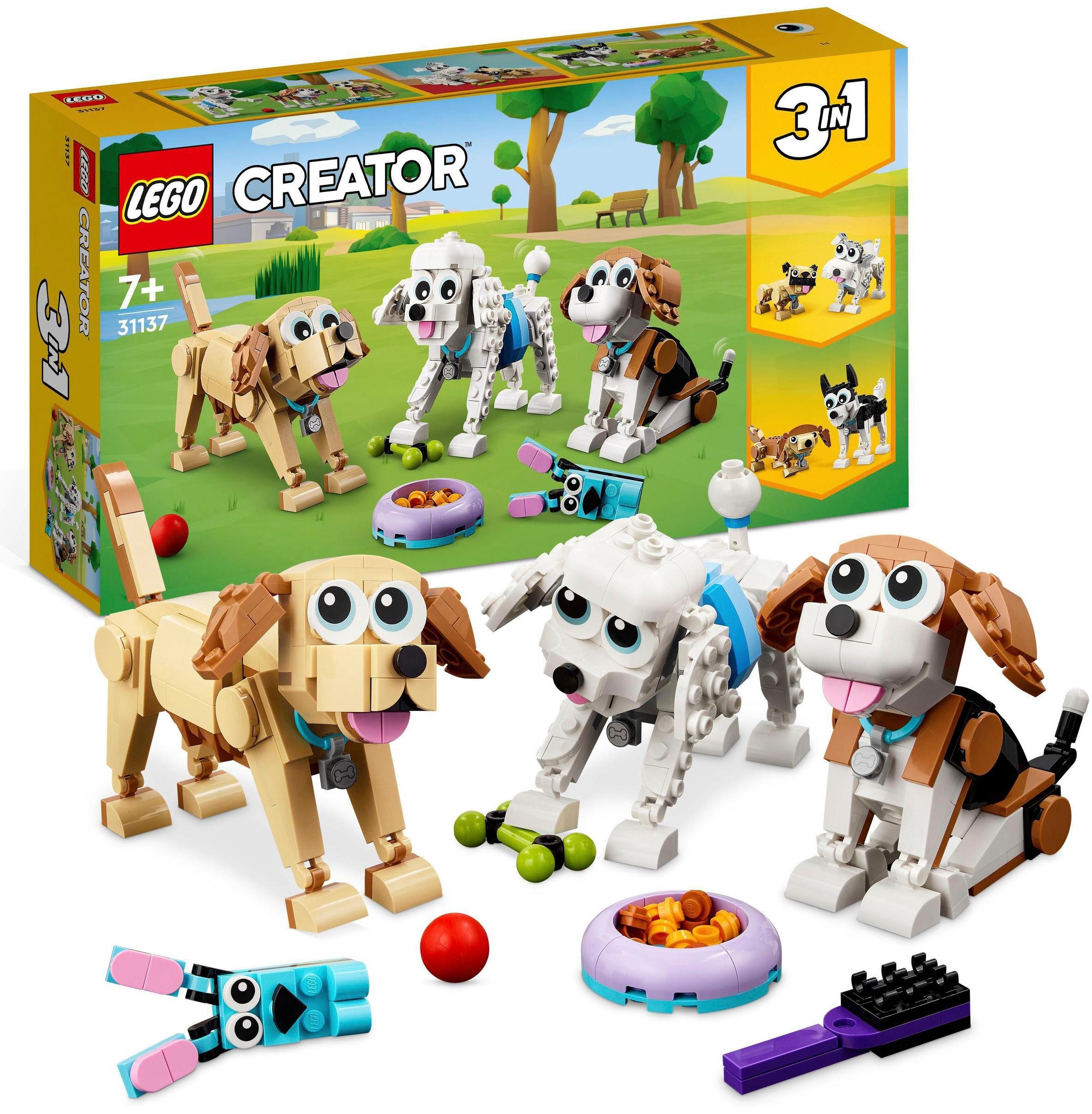 LEGO® Konstruktionsspielsteine Niedliche (475 3in1, (31137), St) Hunde Creator LEGO®