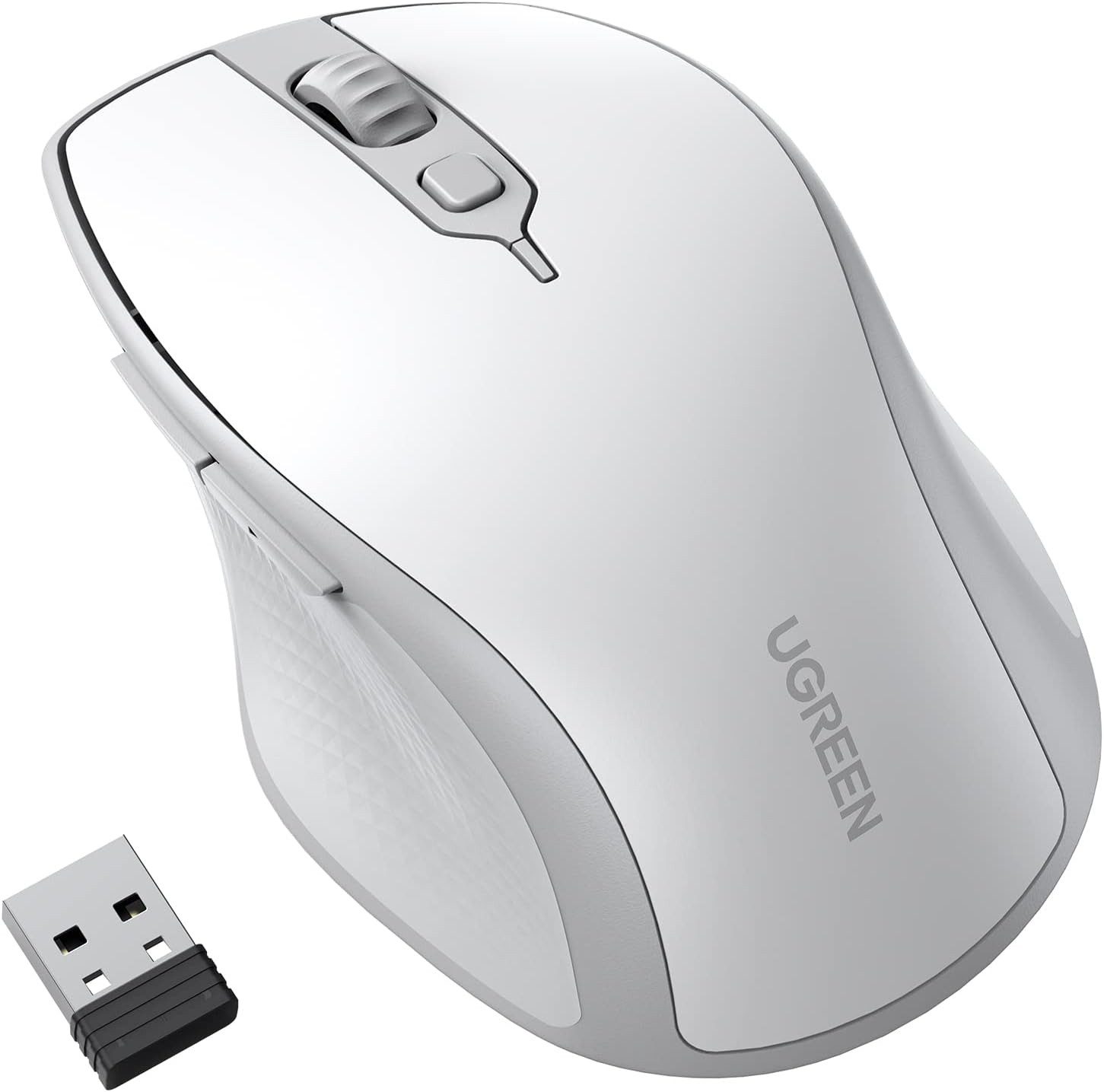 UGREEN MU101 ergonomische Bluetooth / 2,4 GHz Maus, Weiß ergonomische Maus (Bluetooth, Wireless, kabellos, DPI : 1000 / 1600 / 2000 / 4000, ergonomisch)