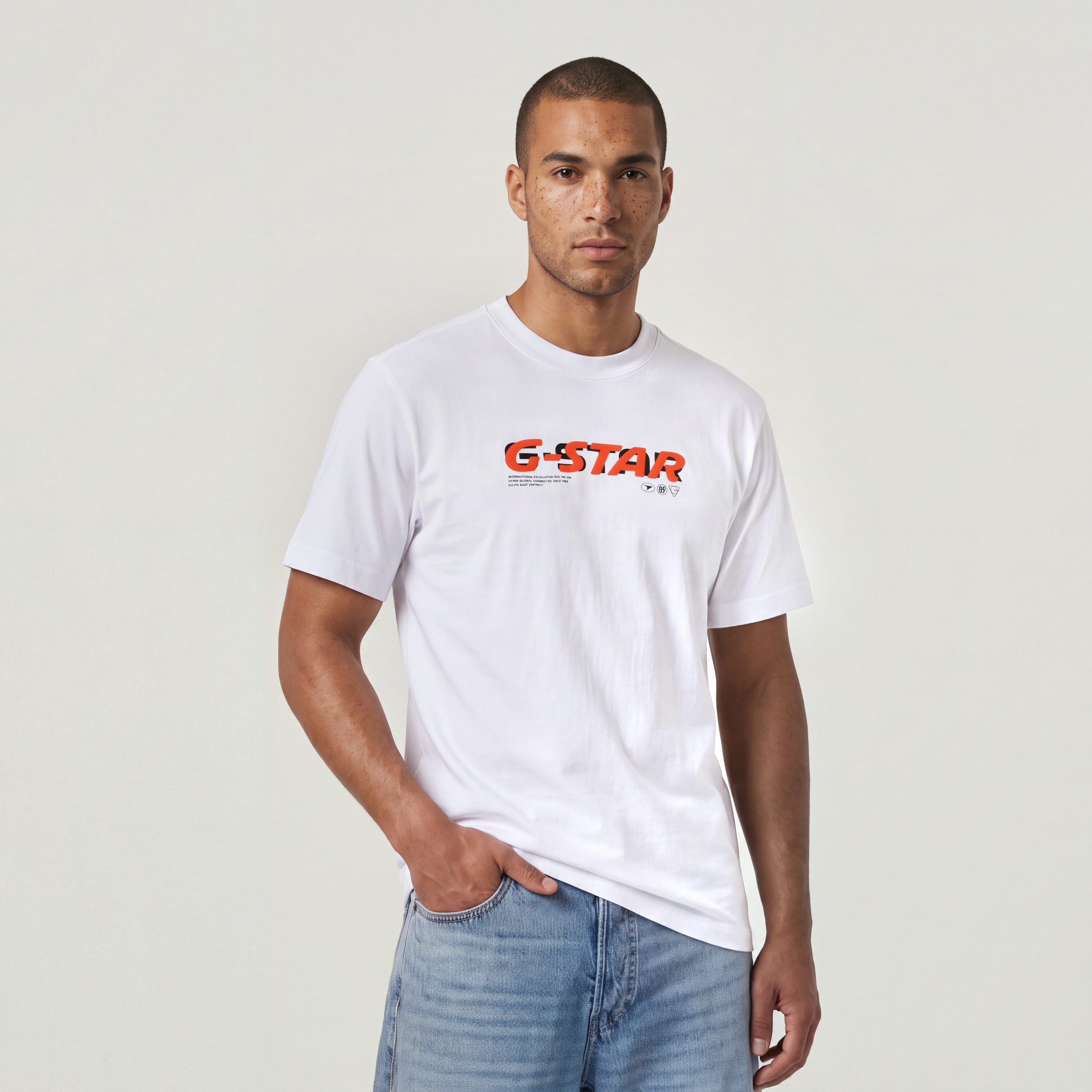 G-STAR T-Shirt Front Print Logo aus reiner Baumwolle, Regular Fit