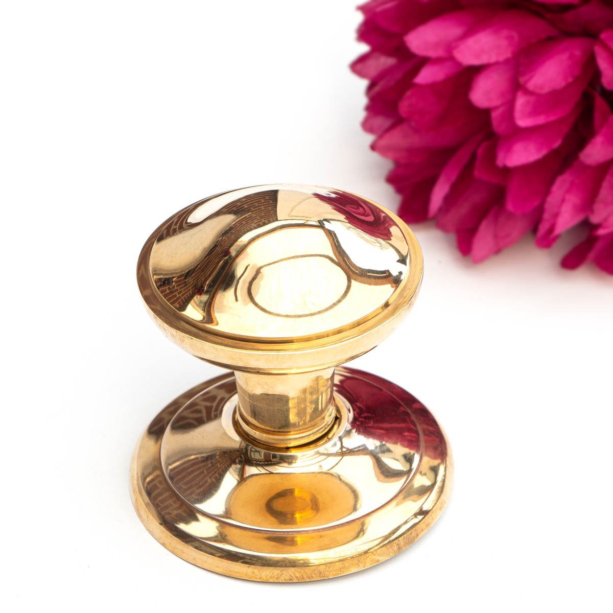 Antikas Türbeschlag Knauf für Haustüren-Knauf feststehend- Türknauf, PZ, Messing glanz.