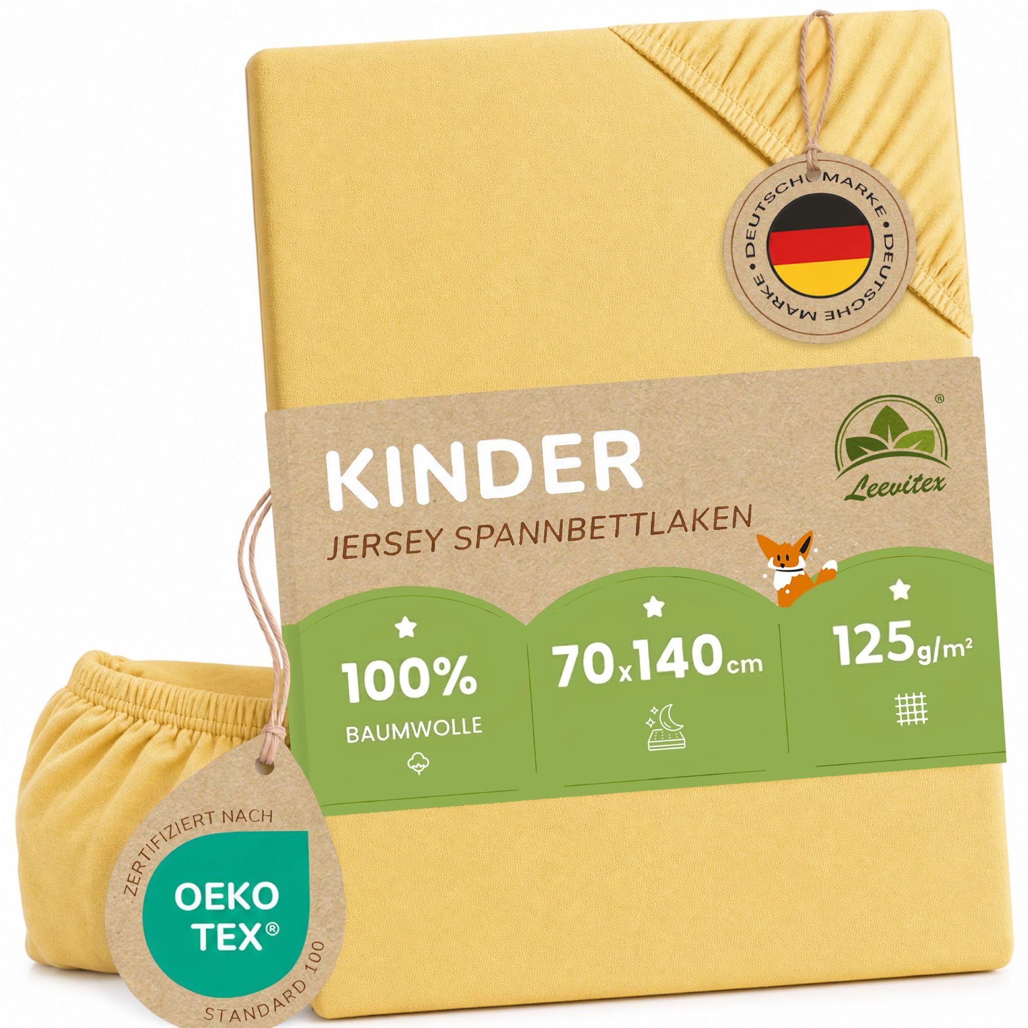 leevitex® Spannbettlaken in verschiedenen Größen und Farben, Jersey aus 100% Baumwolle, Jersey, Gummizug: rundum, (1 Stück), für Kinder- & Standardmatratzen, OEKO-TEX® STANDARD 100 zertifiziert
