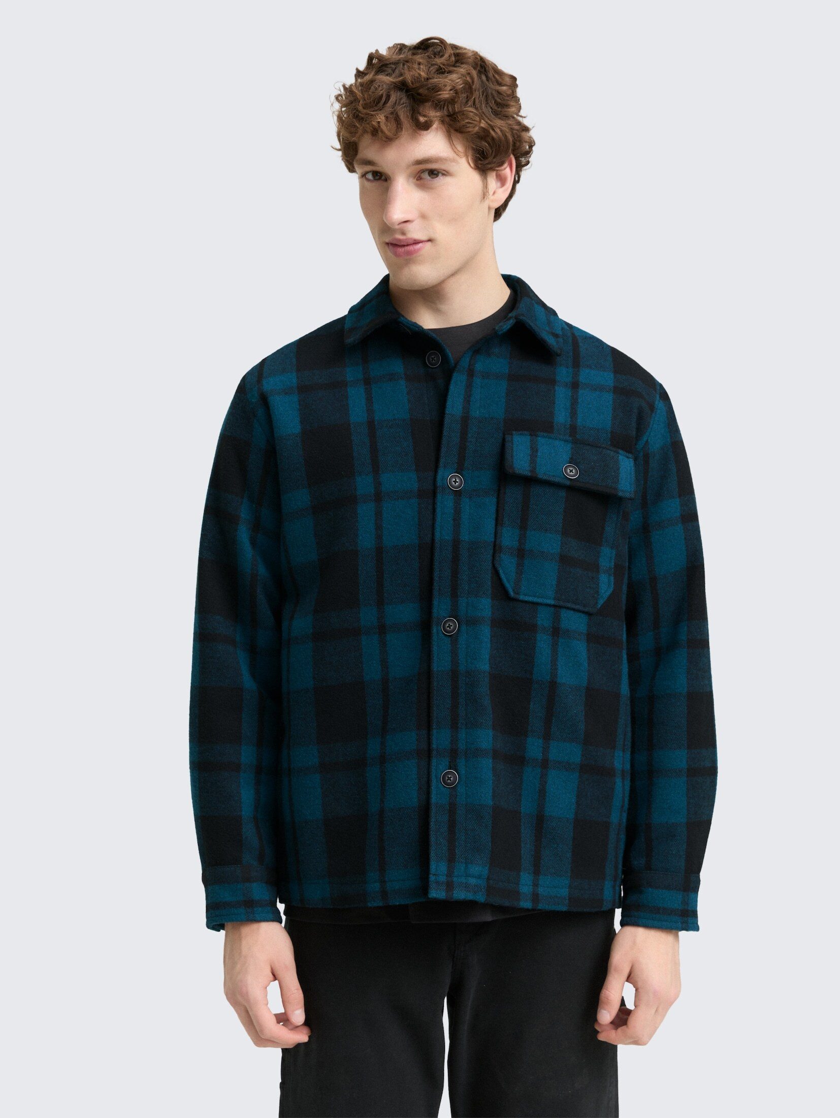 TOM TAILOR Denim Winterjacke Overshirt Jacke in Woll-Optik Overshirt Jacke in Woll-Optik