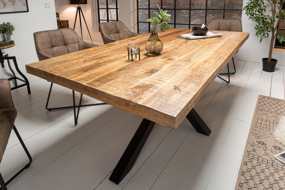 riess-ambiente Esstisch GALAXIE 200cm braun/schwarz – Massivholz, Stern-Gestell aus Metall, Industrial Design & bis zu 8 Personen – ideal für Dein Loft-Esszimmer