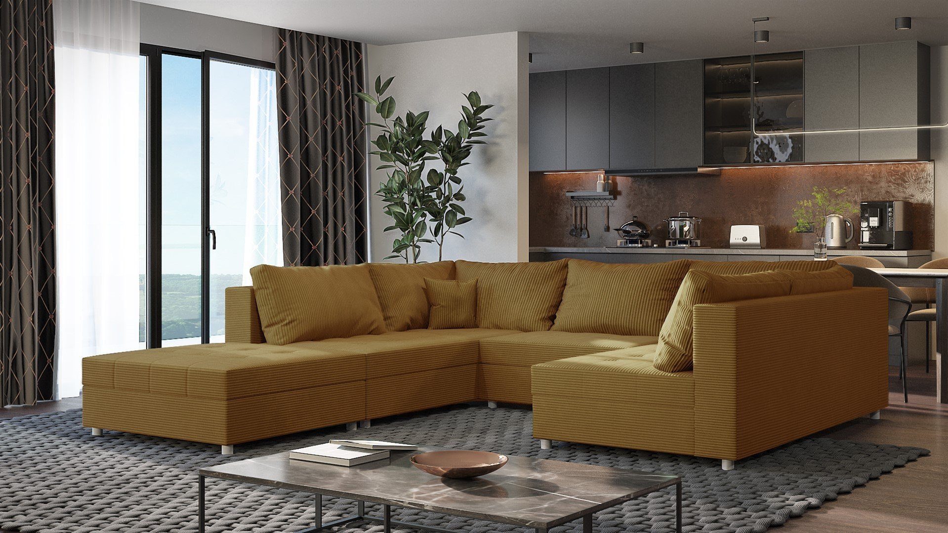 Fun Möbel Wohnlandschaft Sofa U-Form ANDRO, günstig online kaufen