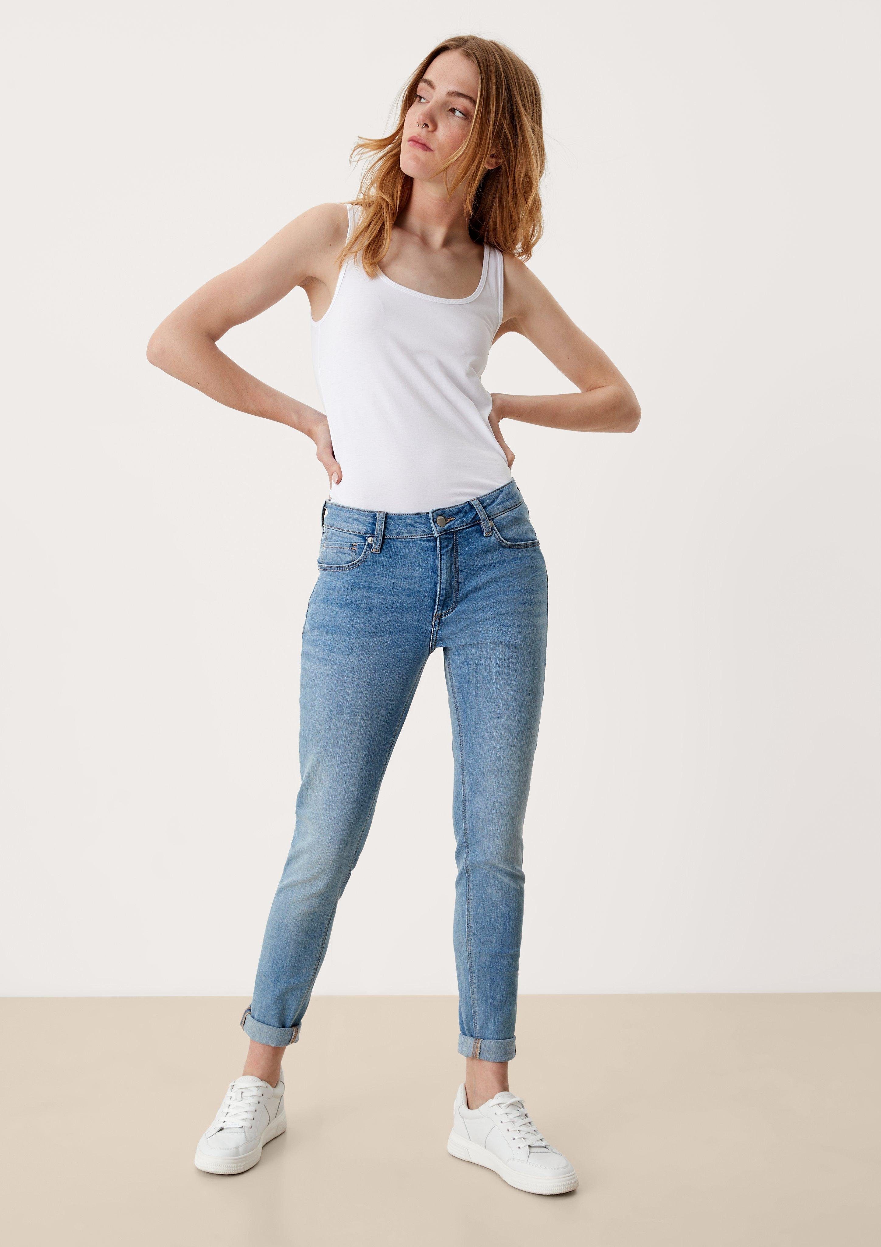 Jeans / Rise Stoffhose Waschung QS Skinny Sadie / / Mid Fit Leg Skinny himmelblau