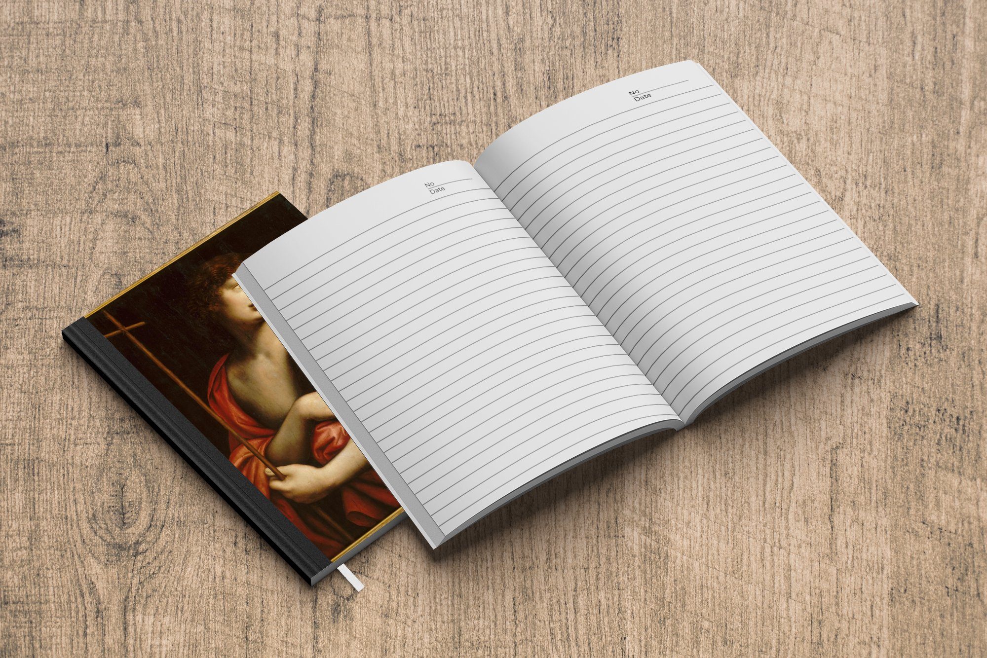 Journal, Seiten, Notizbuch Johannes Tagebuch, Haushaltsbuch da Vinci, A5, MuchoWow - Leonardo der Täufer Merkzettel, 98 Notizheft, Der heilige