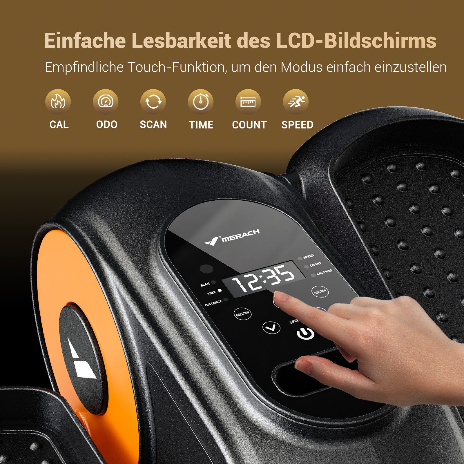 MERACH Ellipsentrainer Mini Ellipsentrainer für Zuhause, Untertisch Beintrainer, Crosstrainer (Pedaltrainer mit Fernbedienung, LED-Display, Fußmassagen, mit 12  – Bild 4 von 5