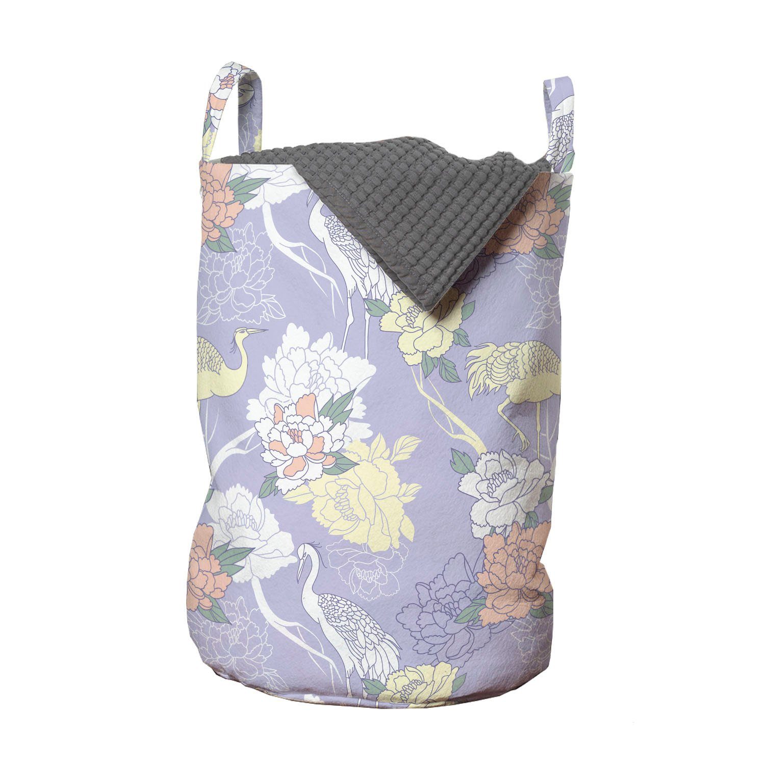 Abakuhaus Wäschesäckchen Wäschekorb mit Griffen Kordelzugverschluss für Waschsalons, Kran Lavendel Hintergrund Oriental | Wäschesäcke