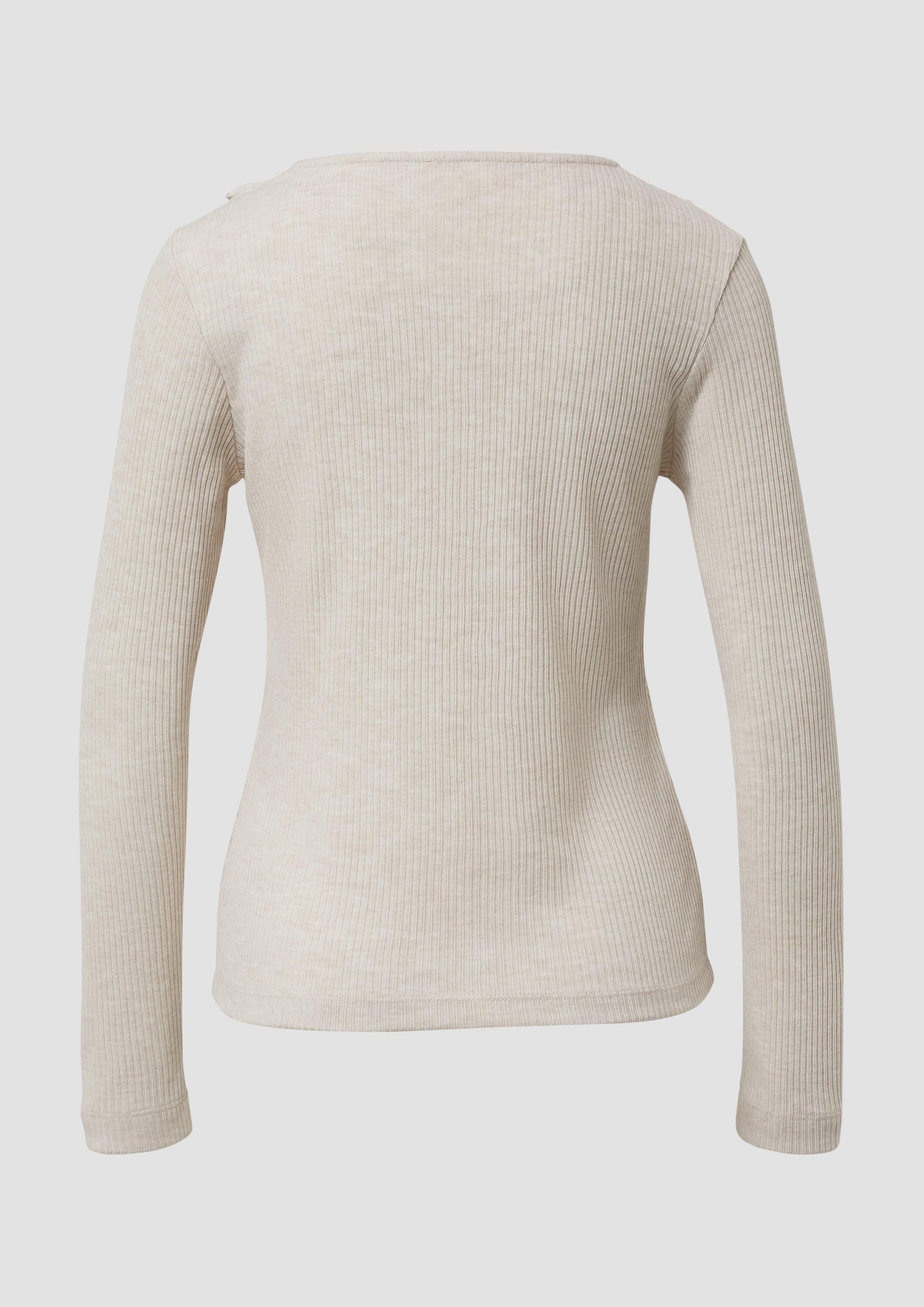 s.Oliver Langarmshirt T-Shirt Strick-Shirt im Slim Fit mit Volants günstig online kaufen