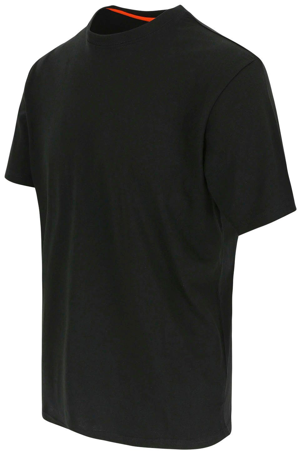 Herock T-Shirt mit Kurzärmlig T-Shirt 3-tlg) angenehmes (Spar-Set, Kurze Argo schwarz Ärmel, Rippstrick-Kragen Tragegefühl
