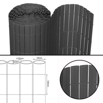 Clanmacy Balkonsichtschutz PVC Sichtschutzmatte Gartenzaun, Sichtschutzzaun Balkonsichtschutz Windschutz Sonnenschutz für Balkon Terasse Garten, Wetterfest UV-Beständig Wasserdicht Kürzbar,Grau 3 x 0.8 m (L x B)