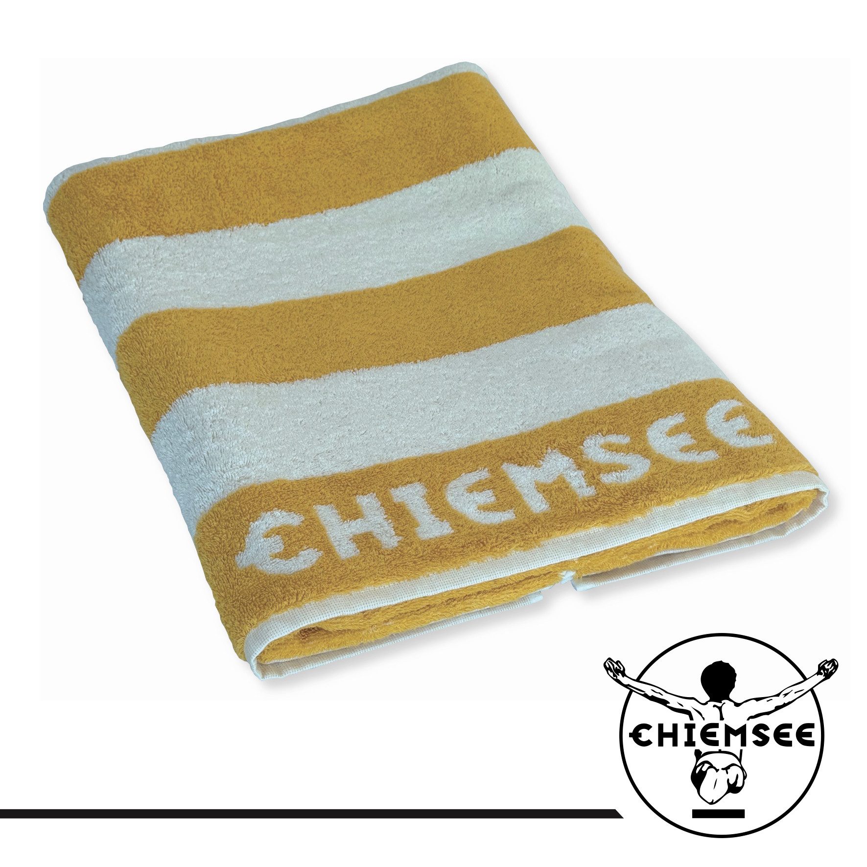 Chiemsee Saunatuch 100% Baumwolle, 80 x 200 cm, Frottier, gestreift, Logo-S günstig online kaufen