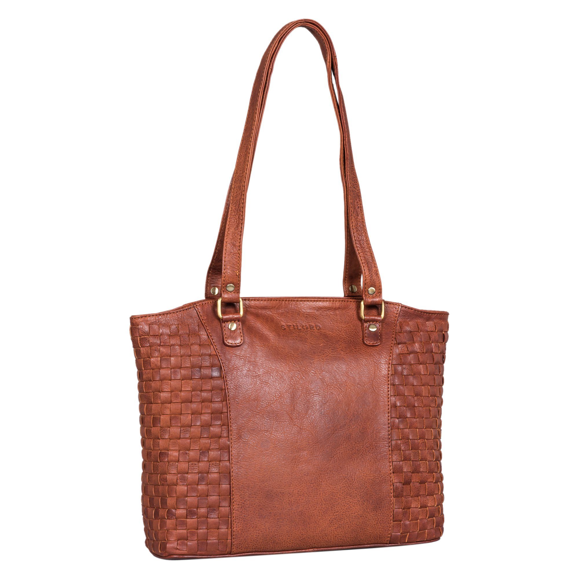 Handtasche "Cora" Handtasche Damen im Boho-Look Leder geflochten
