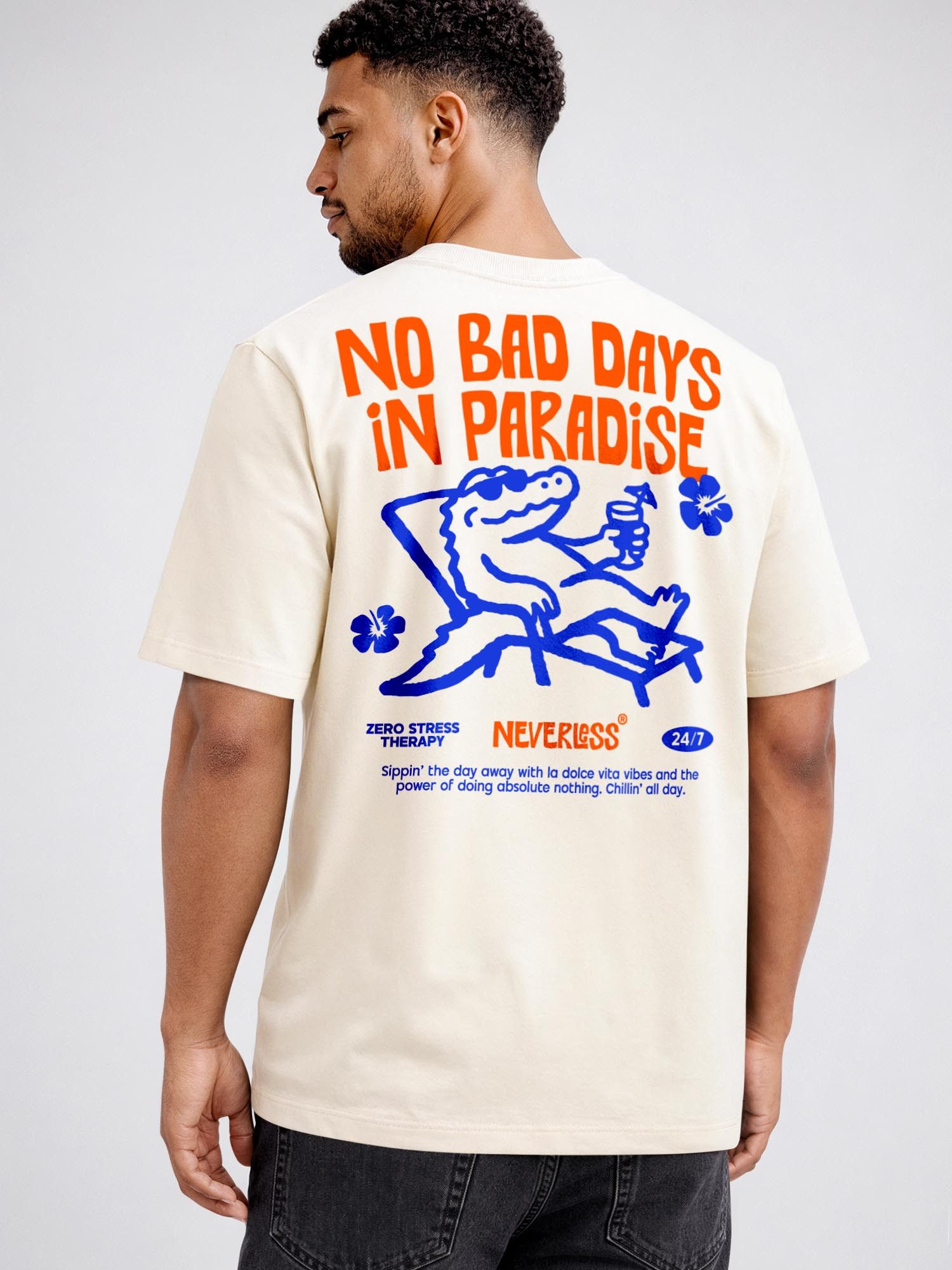 Neverless Oversize-Shirt Herren T-Shirt - No Bad Days - Relaxed Fit Sommer Fashion Streetstyle mit Print – Bild 2 von 5