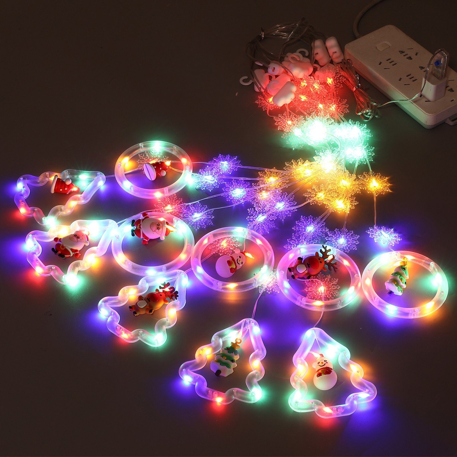 Party USB/Batterie 3M Sterne Fenster Weihnachtsbaum Fernsteuerung LED-Lichterkette 8 mit RGB Xmas Lichtervorhang, Weihnachtsdeko, Sunicol Modi, Schneeflocken LED Lichterketten Timer