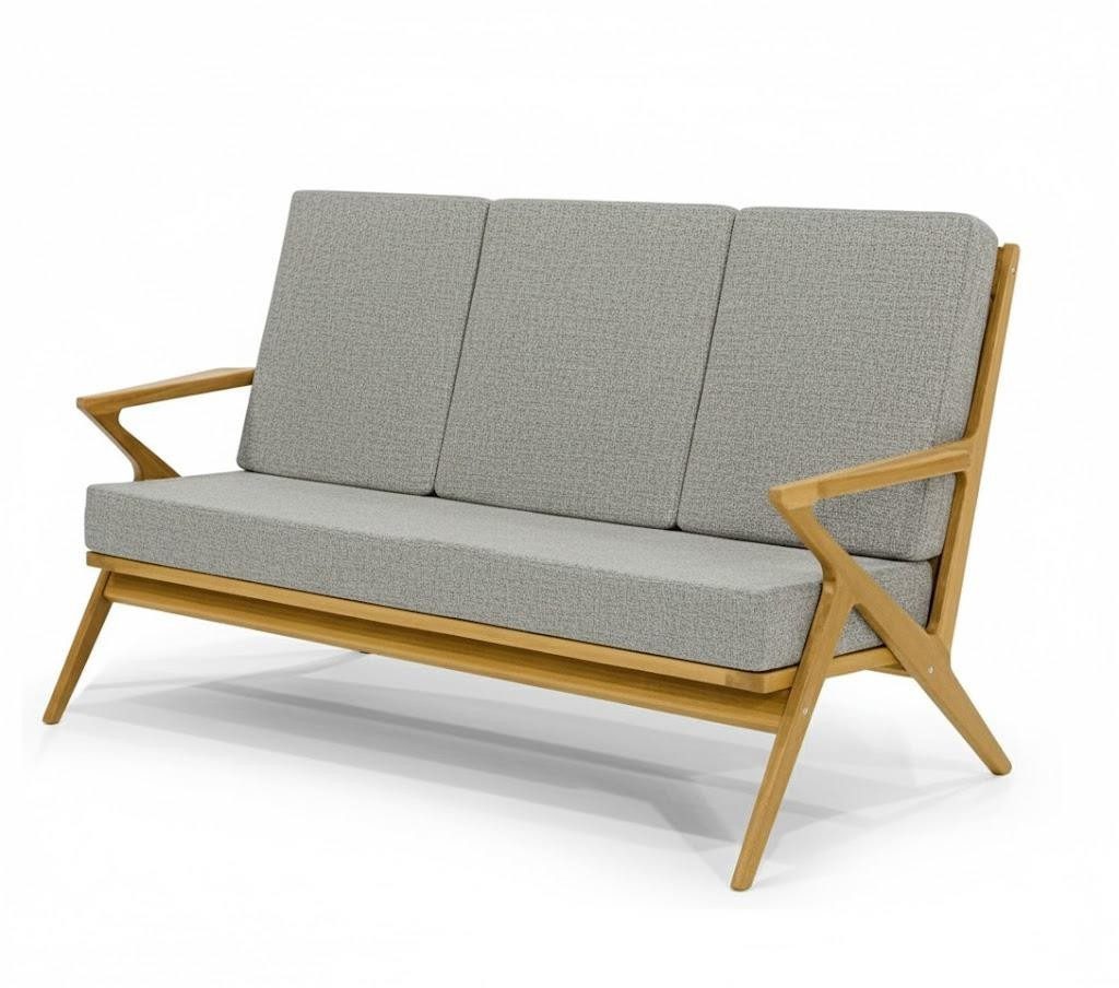 Xlmoebel Gartensofa Bequemes Dreisitzer-Sofa im modernen Stil mit Holzrahmen in Grau, Gartensofa 1 Teile, Made in Europa