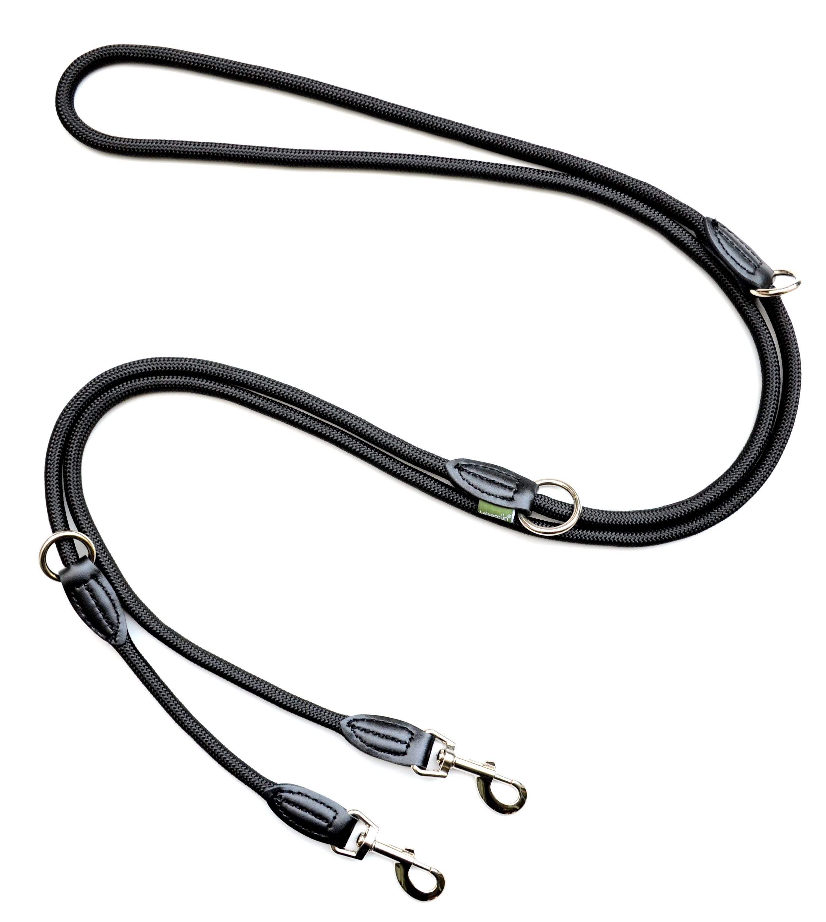 Leisegrün Hundeleine für große Hunde, 2m, 3-fach verstellbar, Nylon, Doppelleine für 2 Hunde, Führleine, Freihandleine, Kurzführer