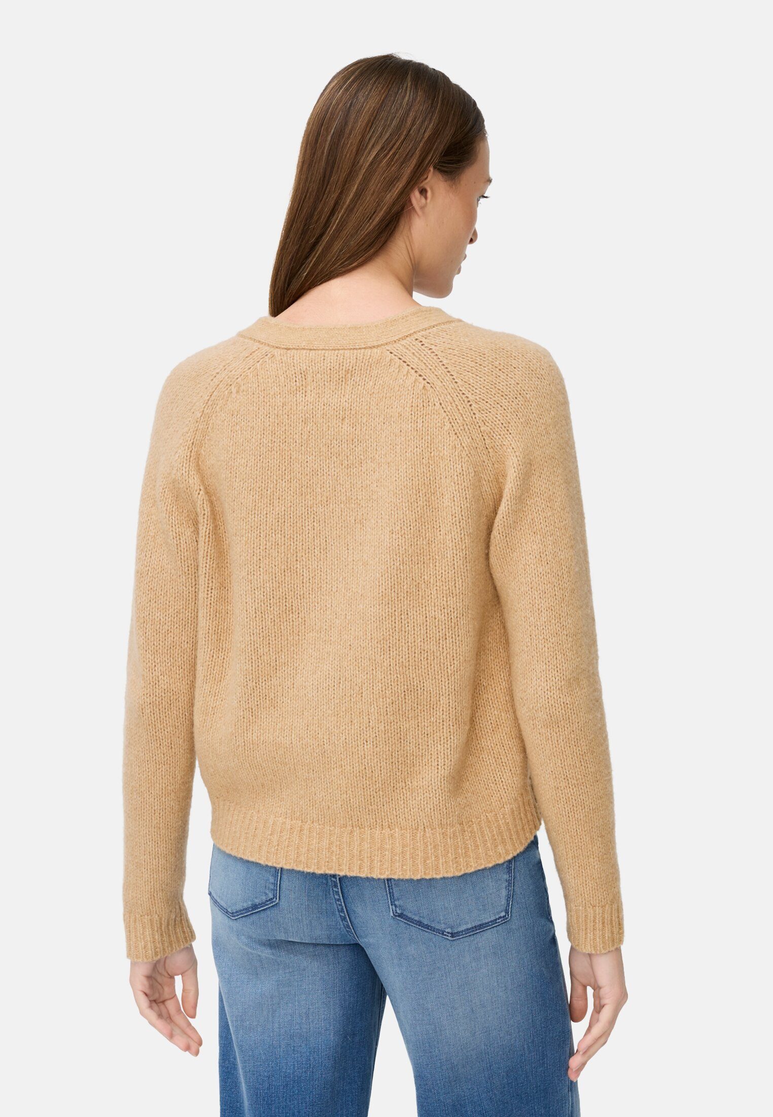 camel active Cardigan mit Raglanärmeln und Knopfverschluss Langarm Markenlabel