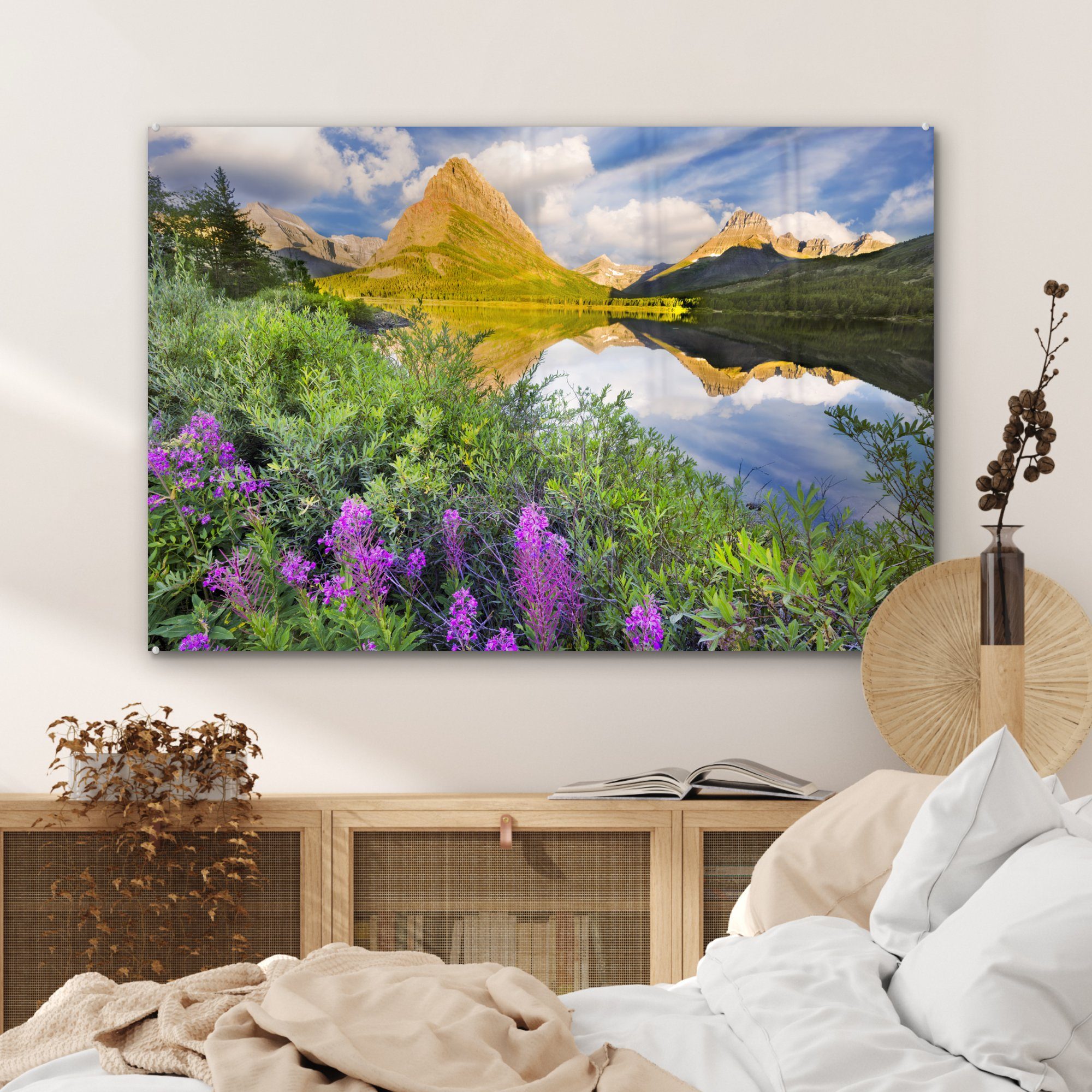 MuchoWow Acrylglasbild Verschiedene Farben im Acrylglasbilder (1 & Glacier nordamerikanischen Park, National St), Schlafzimmer Wohnzimmer