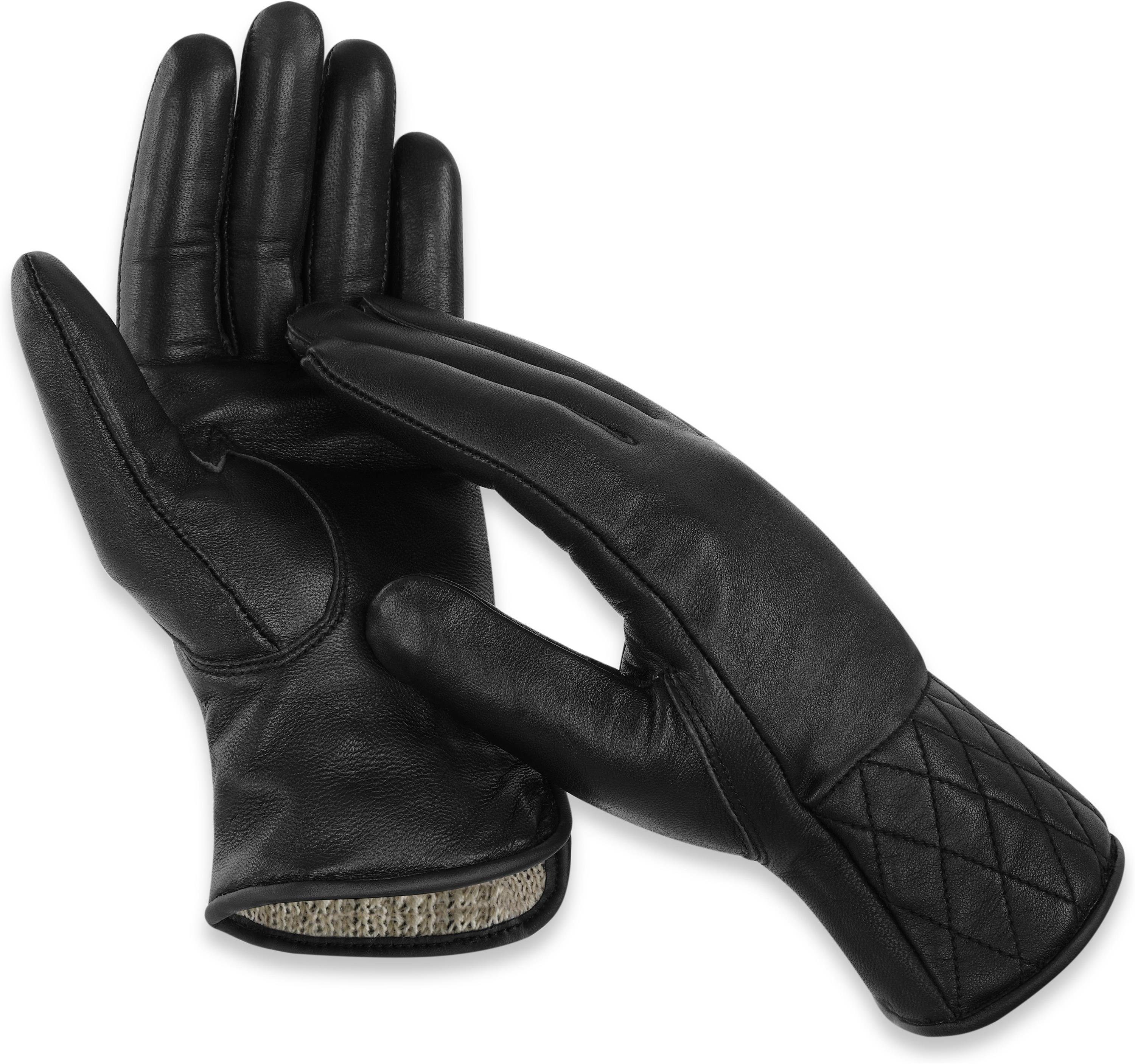 Drammen normani Skihandschuhe Handschuhe EchtLeder Damen Fingerhandschuhe für mit gefüttert Winterhandschuhe Reiner Lederhandschuhe Frauen Wolle