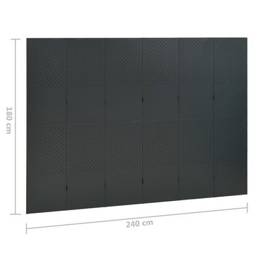 vidaXL Raumteiler Paravent Trennwand Spanische Wand 6-tlg Raumteiler Anthrazit 240x180 c