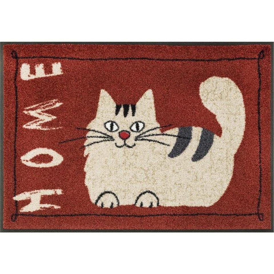 Fußmatte Catty Home, wash+dry by Kleen-Tex, rechteckig, Höhe: 7 mm,  Schmutzfangmatte, Motiv Katze, mit Spruch, rutschhemmend, maschinenwaschbar