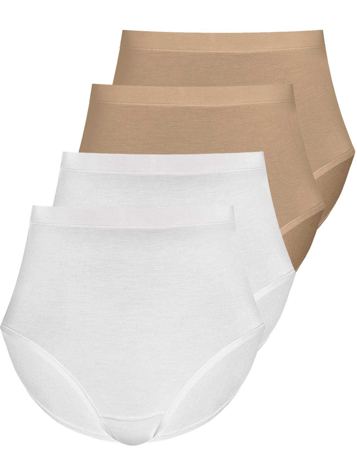 Maxi Slip 4-St) 4er Zwickel SKIN LOVELY 2xwhite Sparpack (Spar-Set, Sassa Taillenslip